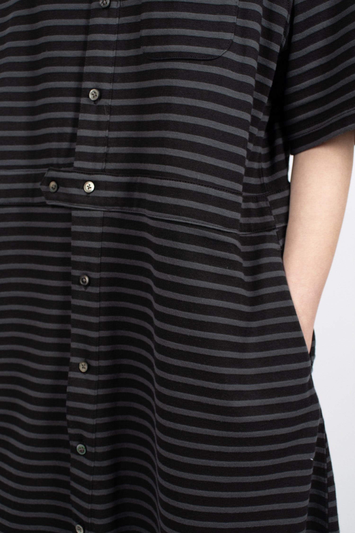 Polo Long Jersey Dress Charcoal/Black Stripe