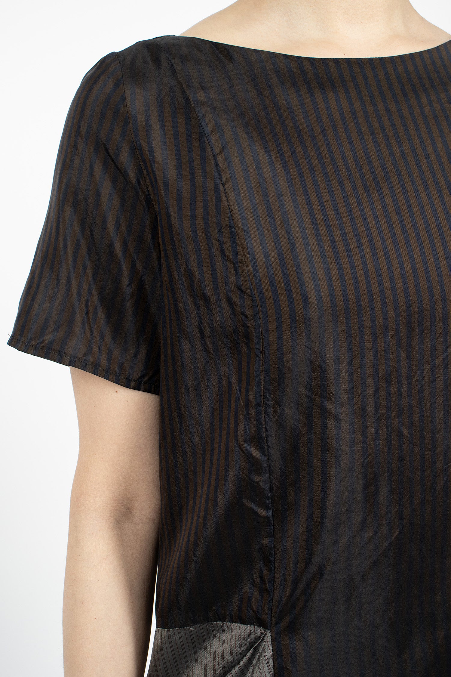 Draped Asymmetrical Top Dark Brown