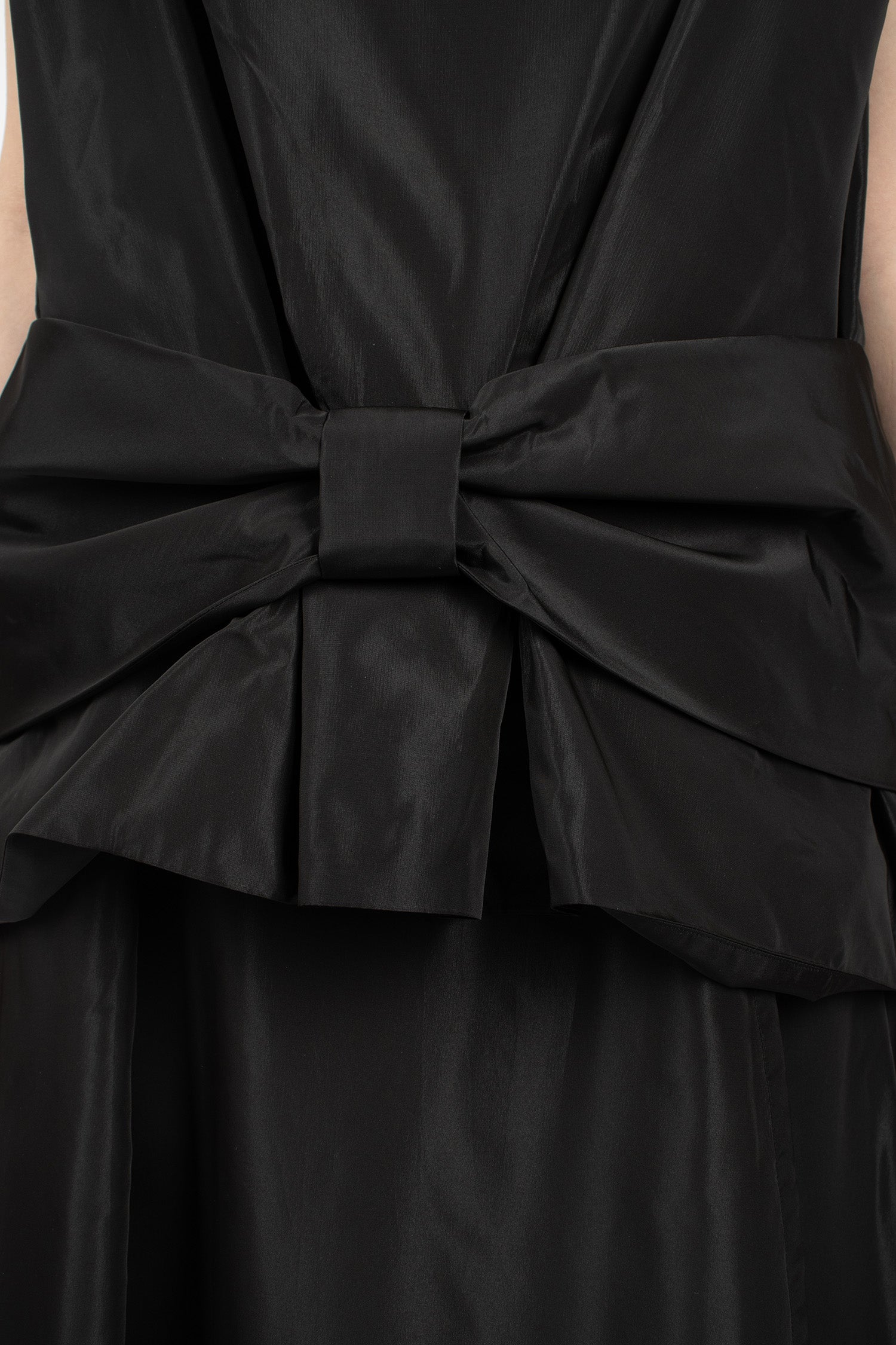 Boxy Peplum Bow Detail Top Black