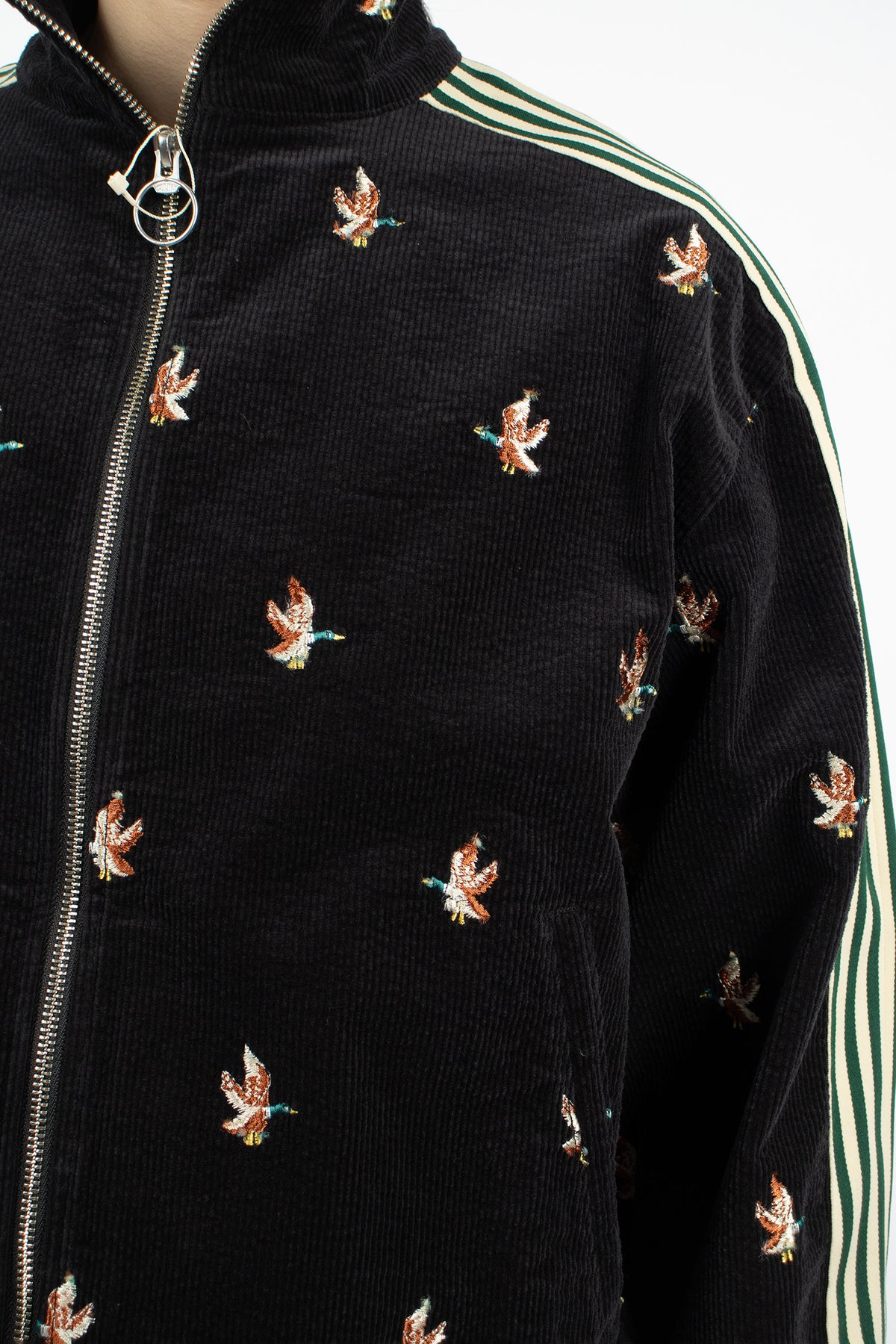 Duck Embroidered Corduroy Track Jacket Black