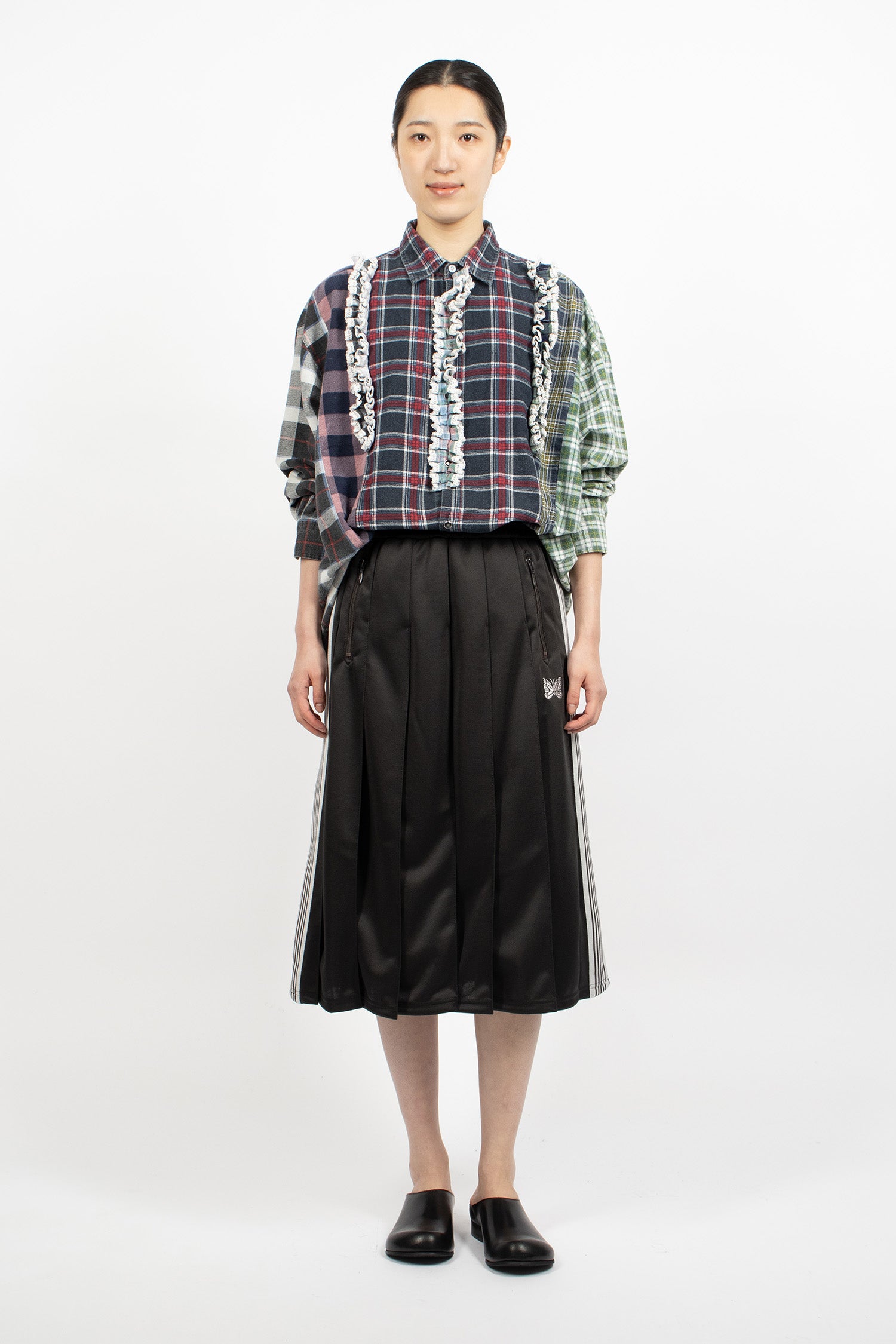 Pleated Track Skirt Charcoal/Silver
