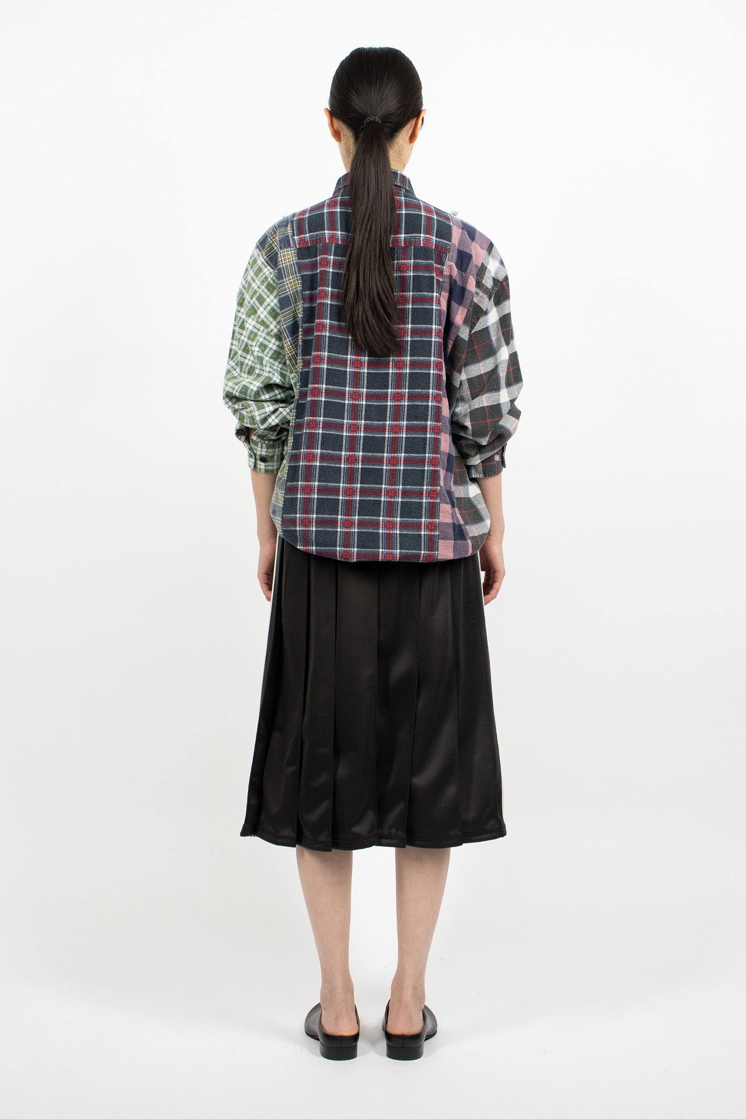 Pleated Track Skirt Charcoal/Silver