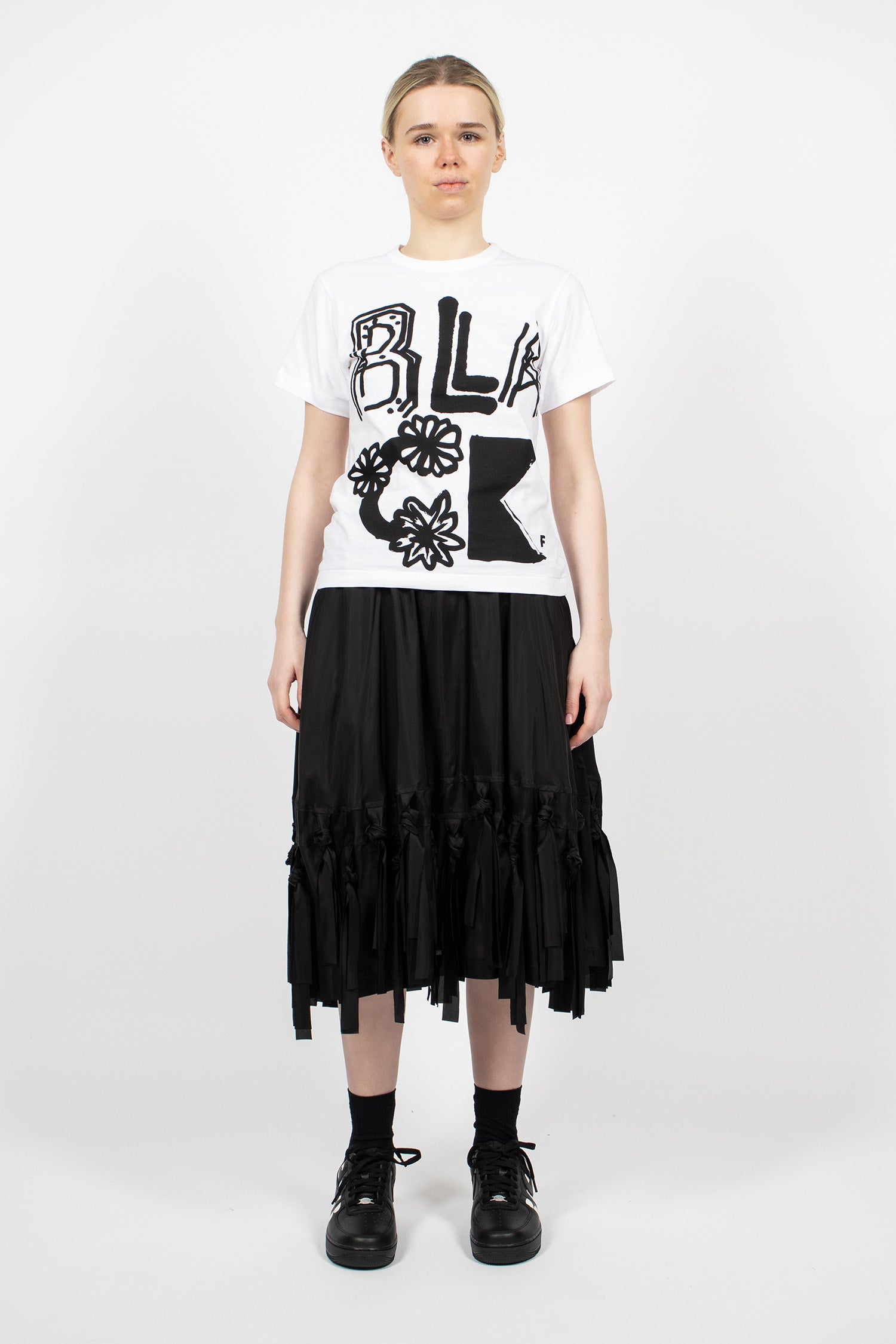 Tassel Satin Skirt Black