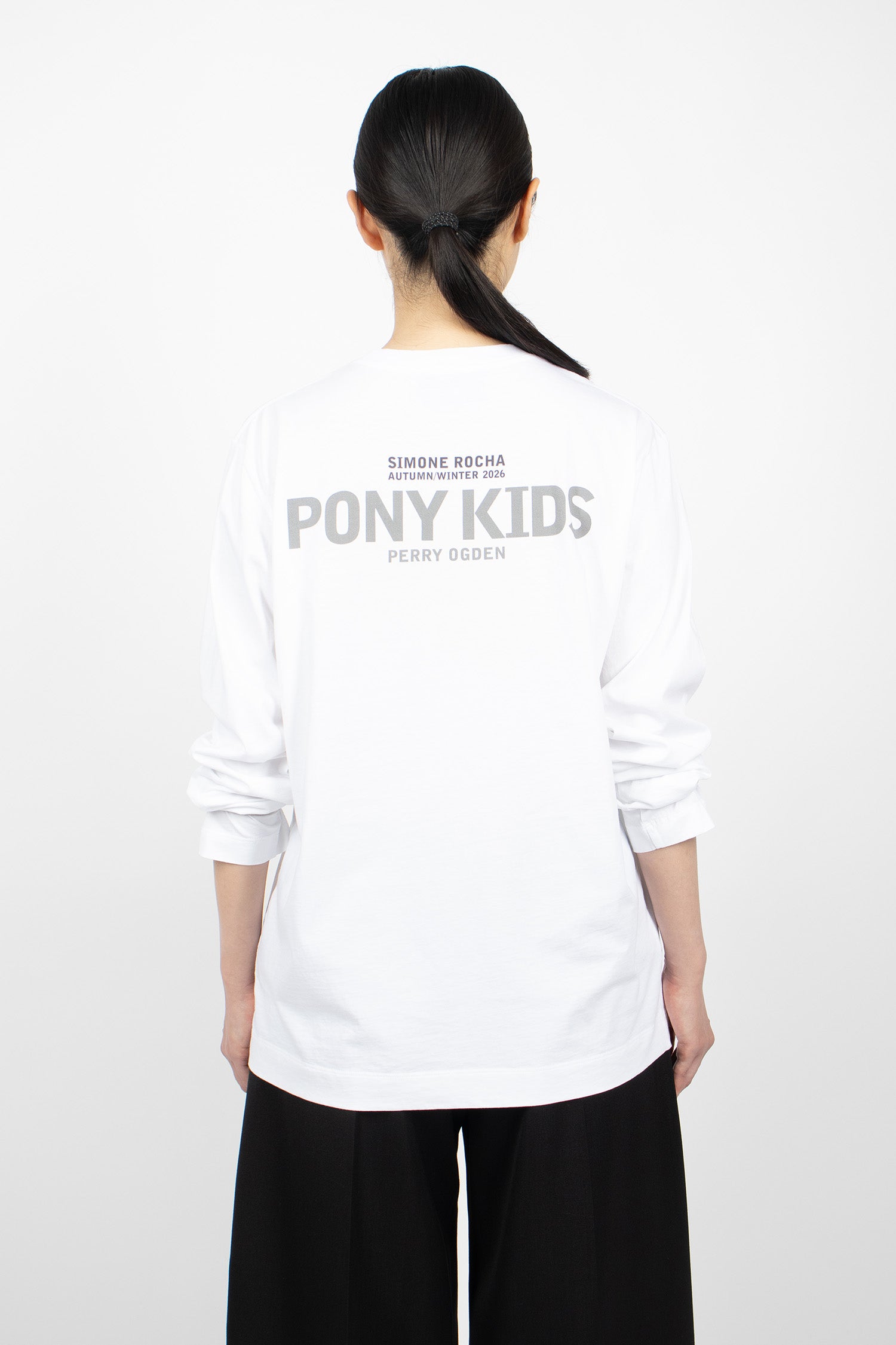 Pony Kid Print Long Sleeve T-Shirt White