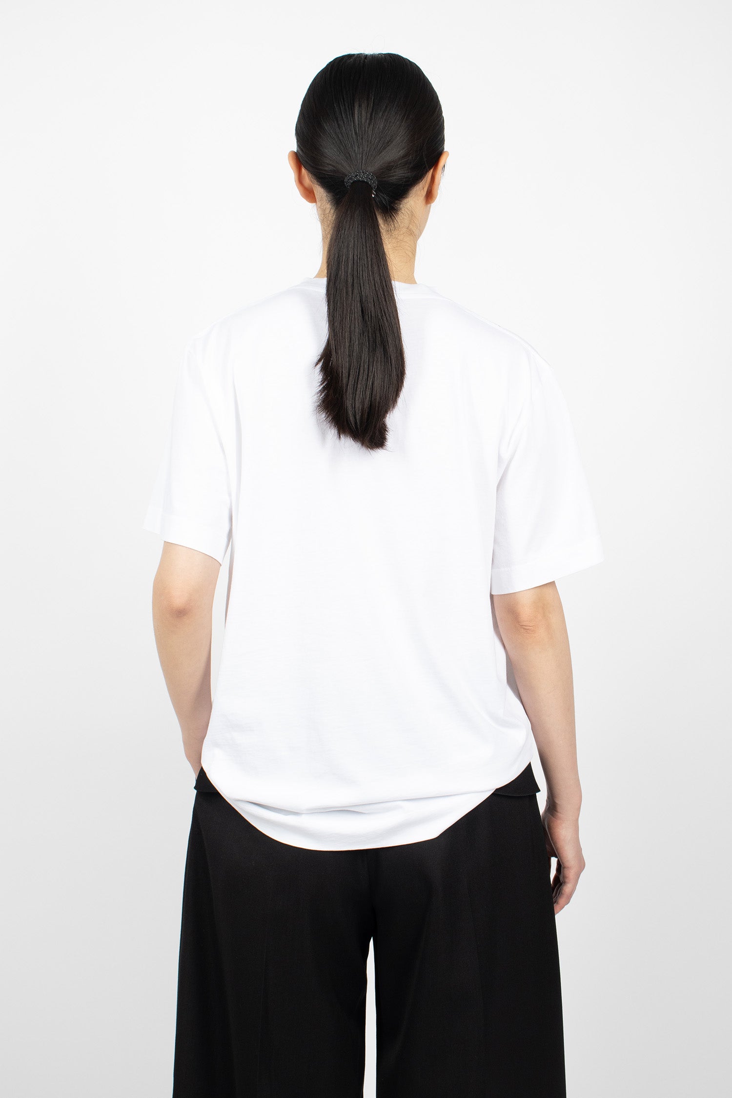 Patchwork Satin Trompe L'Oeil Print T-Shirt White/Black