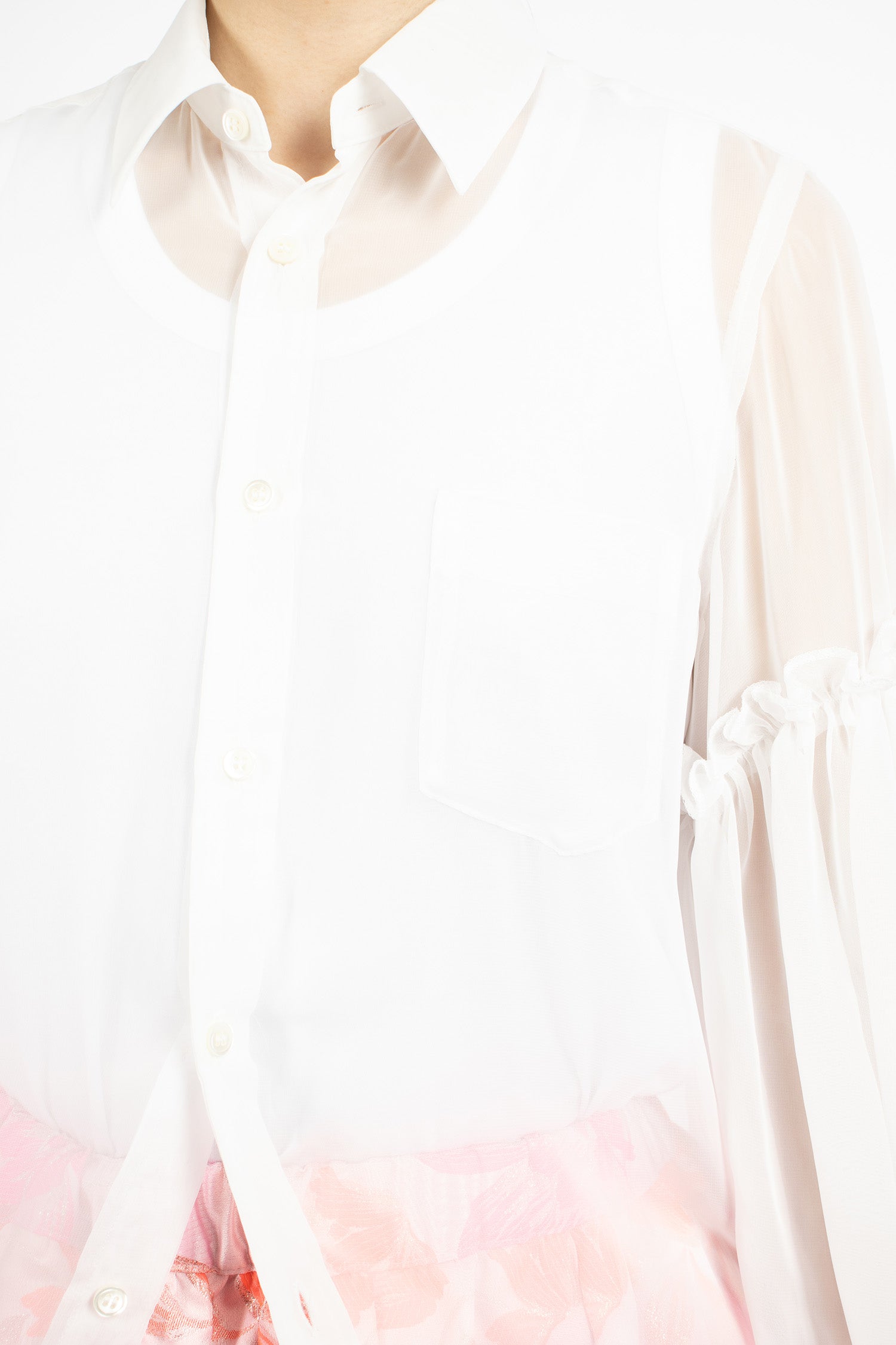 Button-Up Sheer Blouse Off-White