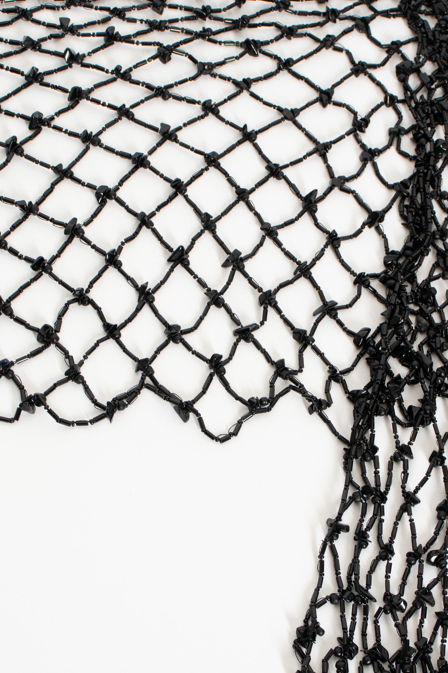 Embroidered Scarf Necklace Black