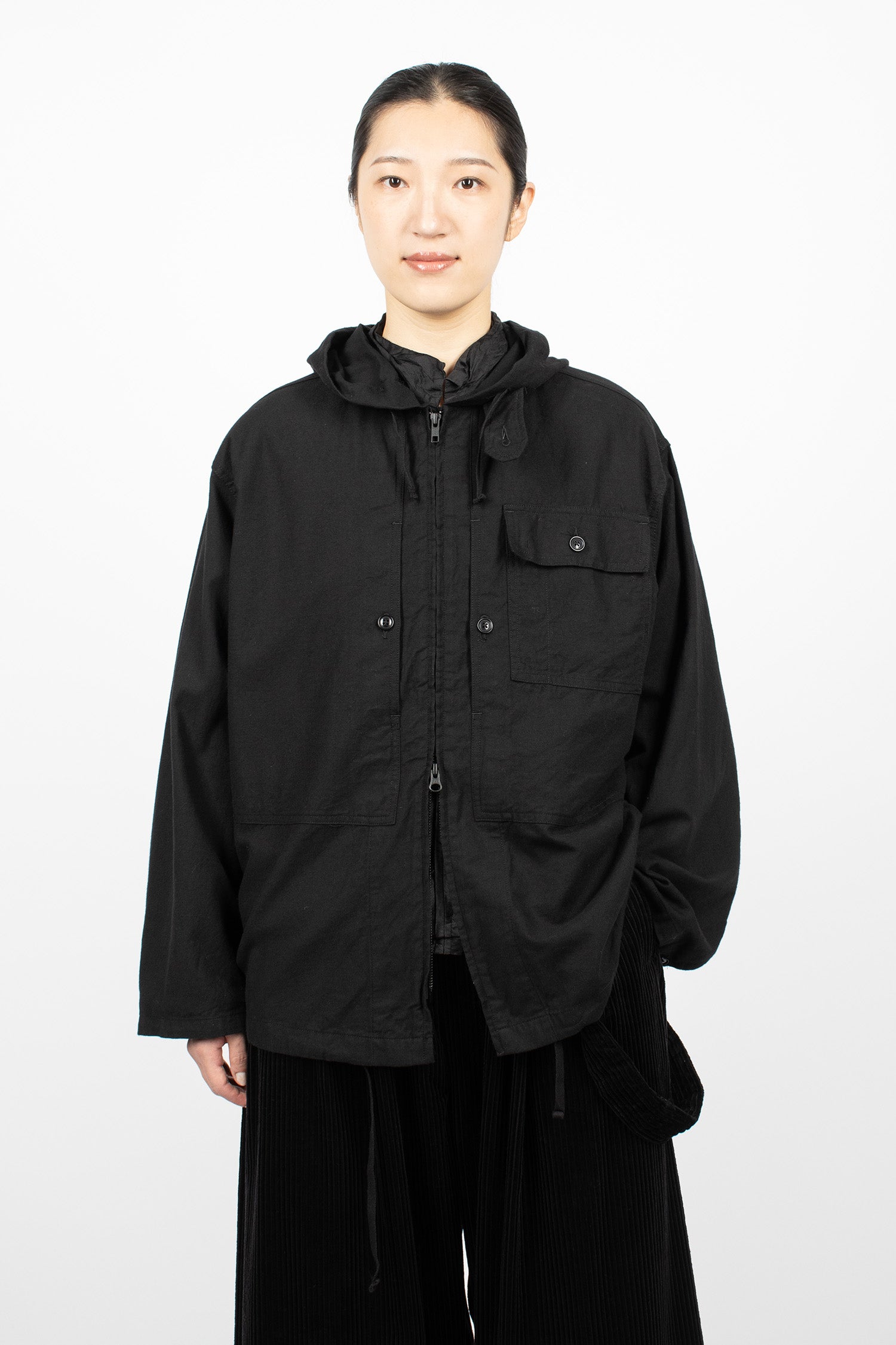 Zip Hooded Shirt Black