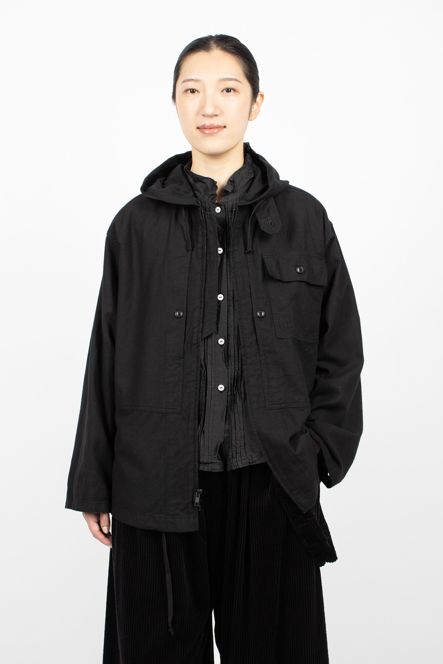 Zip Hooded Shirt Black