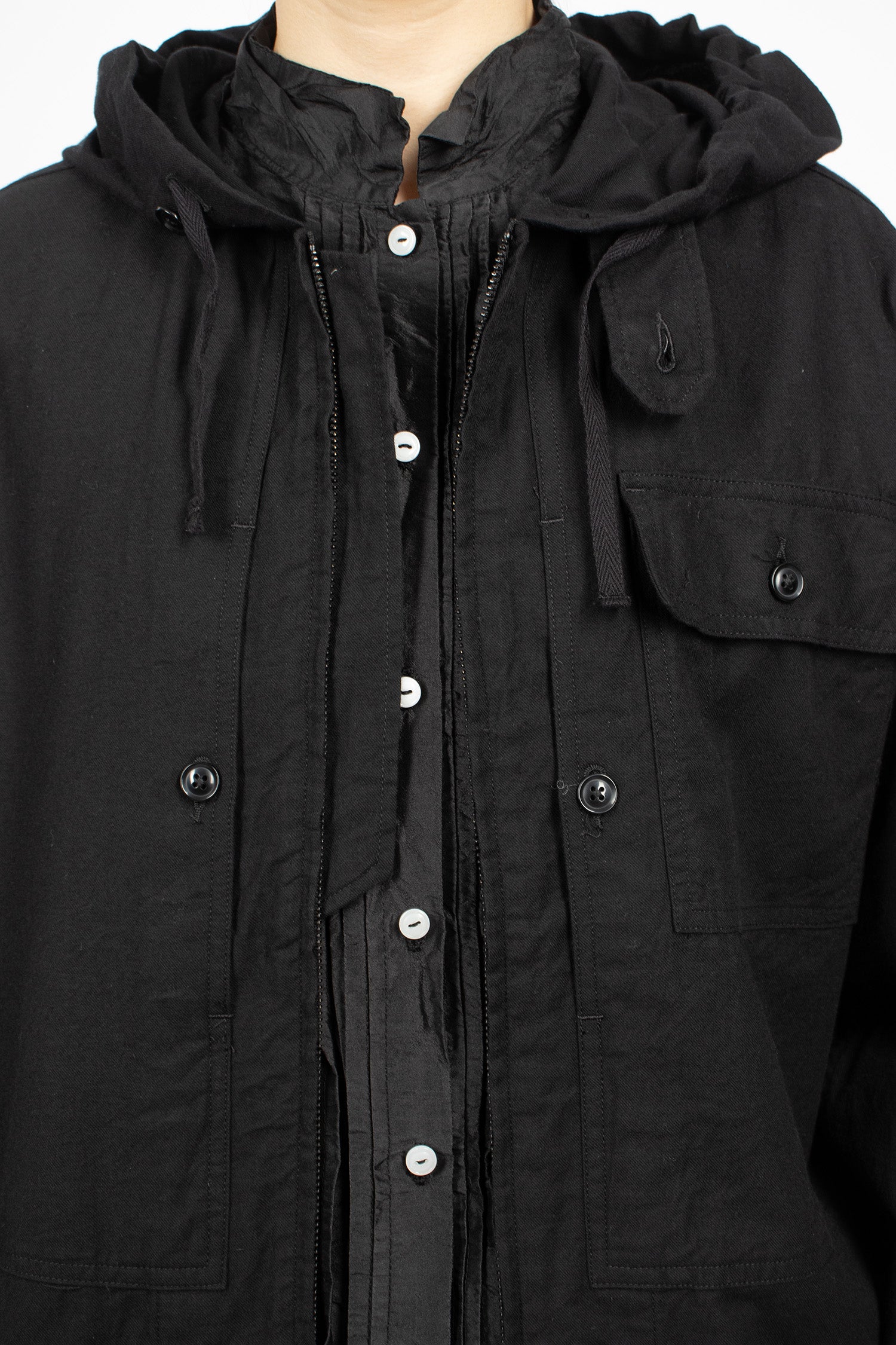 Zip Hooded Shirt Black