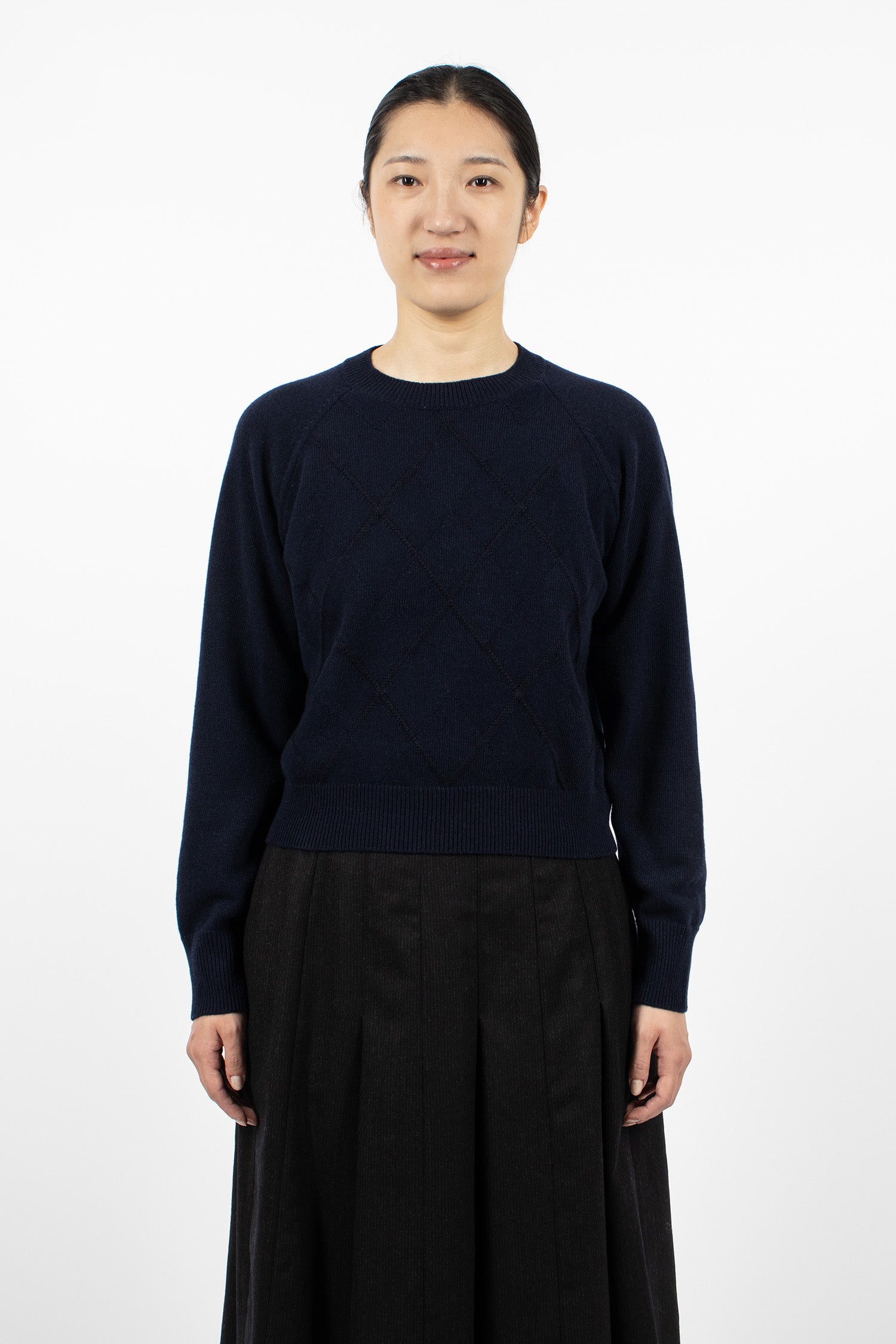 Textured Argyle Jumper Navy