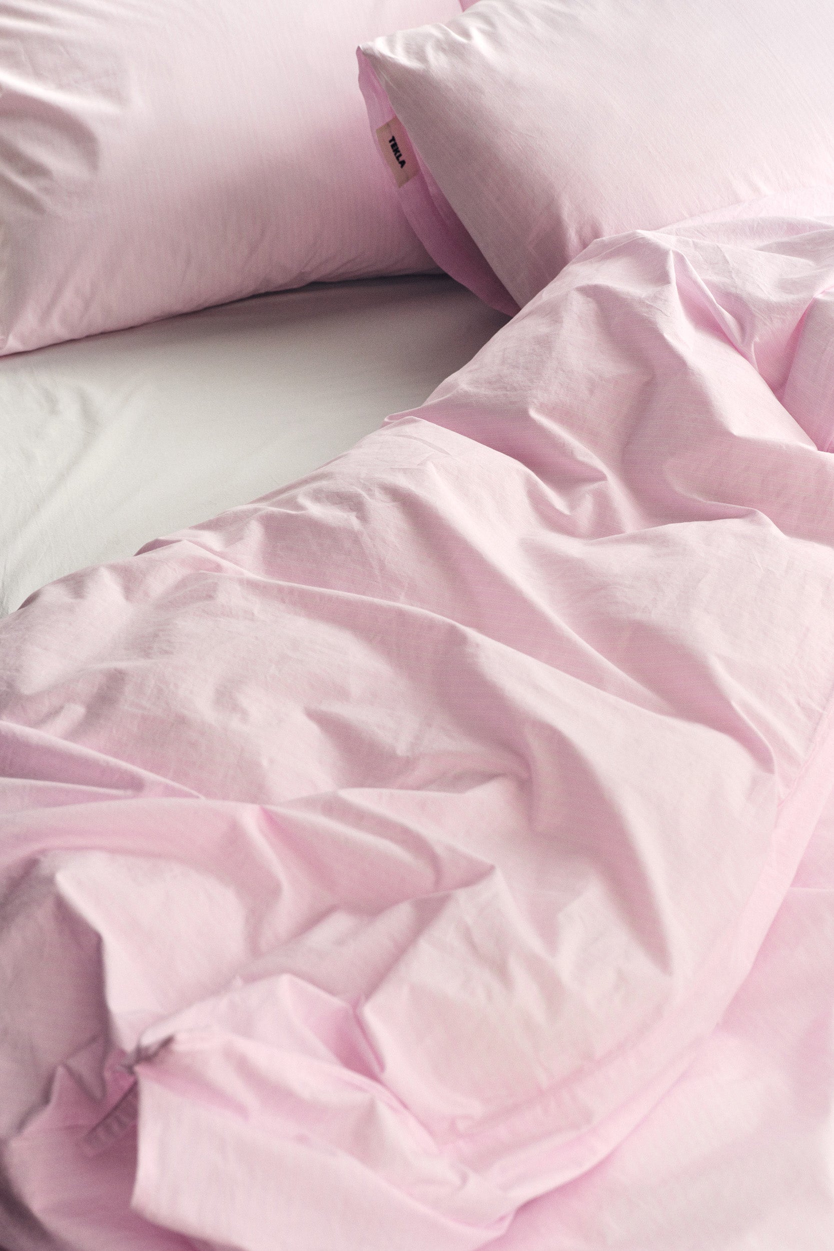 Percale Double Duvet Cover Petal Pink Stripes