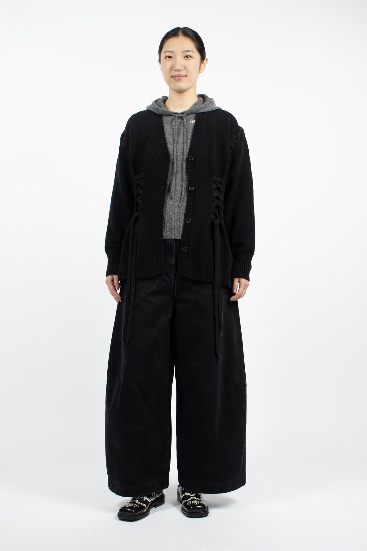 Merino Sculpted Corset Cardigan Black/Black
