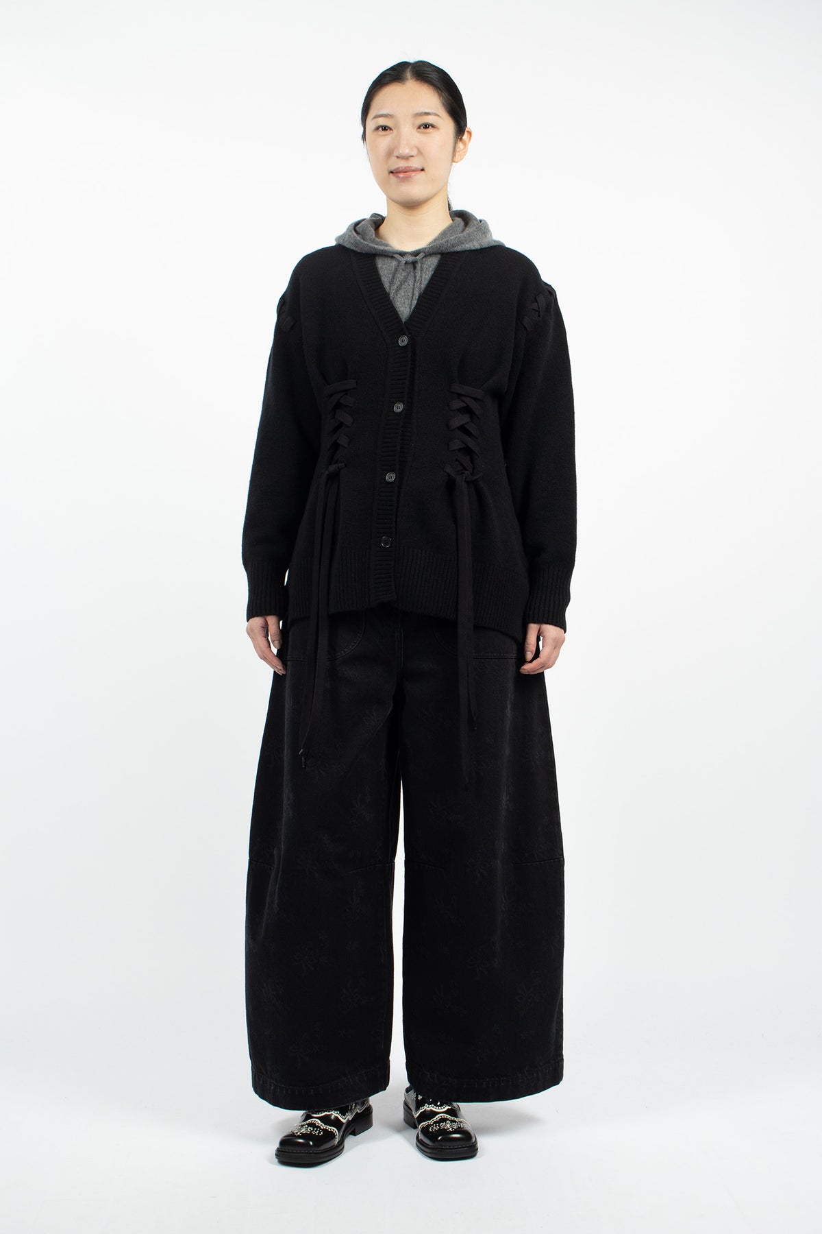 Merino Sculpted Corset Cardigan Black/Black