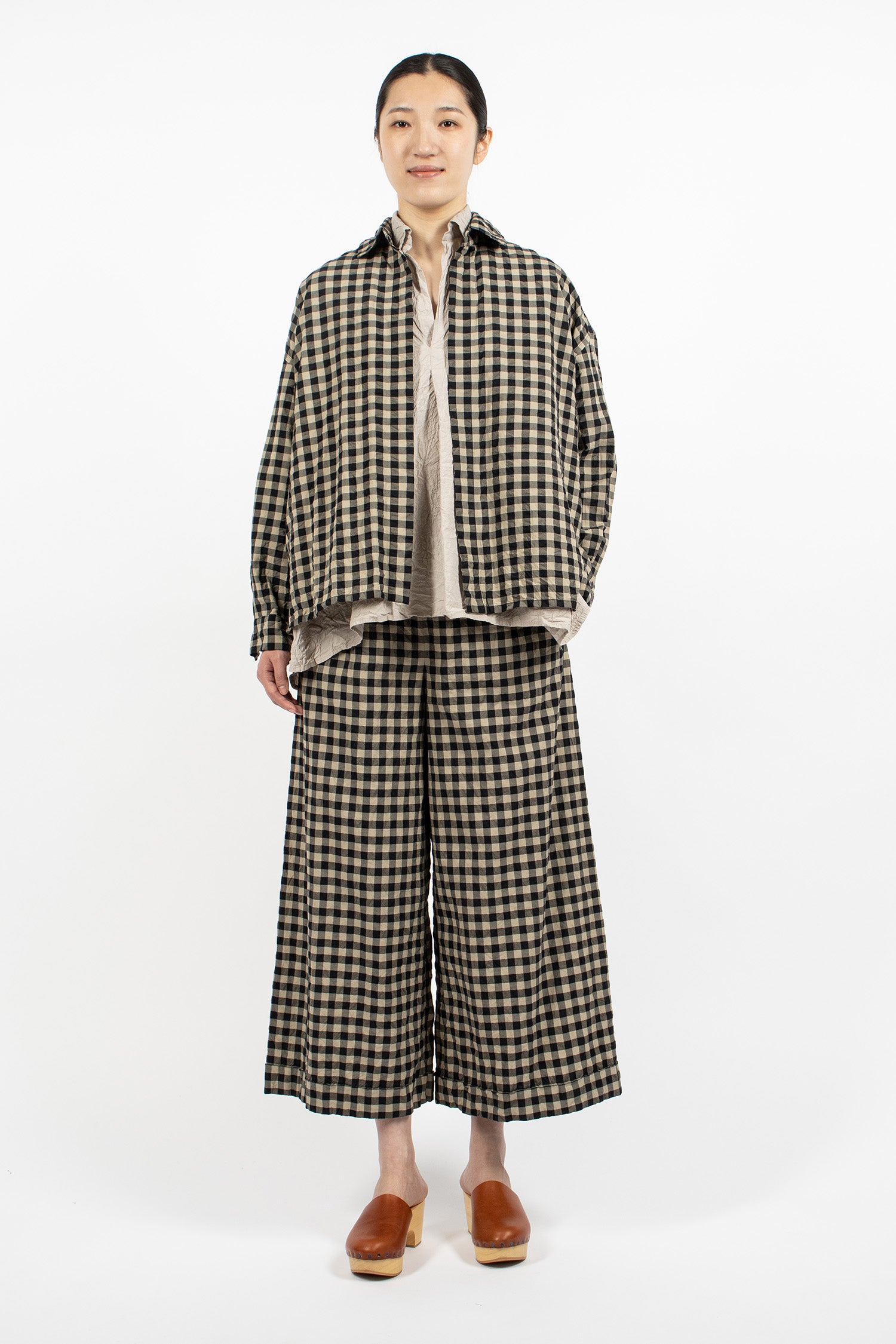 Washed Boxy Check Shirt Black/Natural