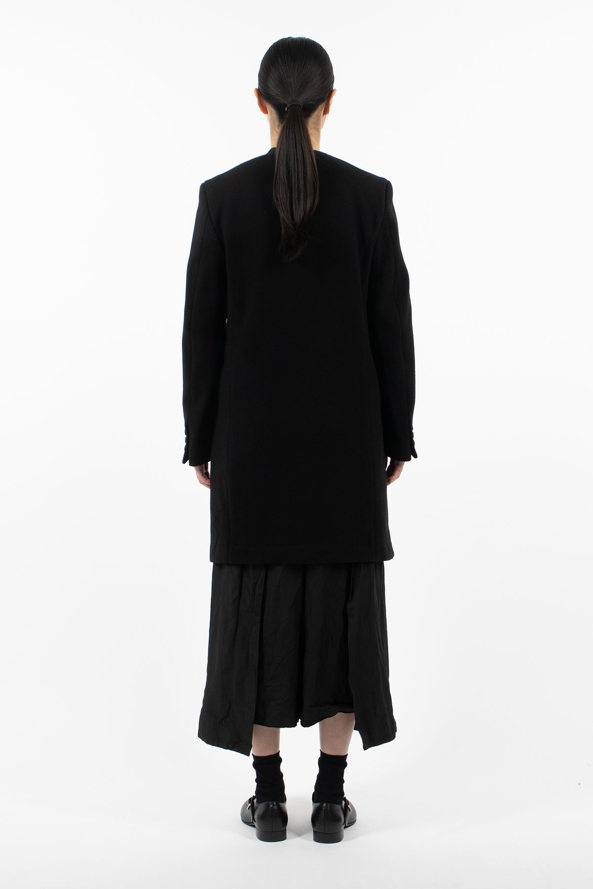 Collarless Overcoat Black
