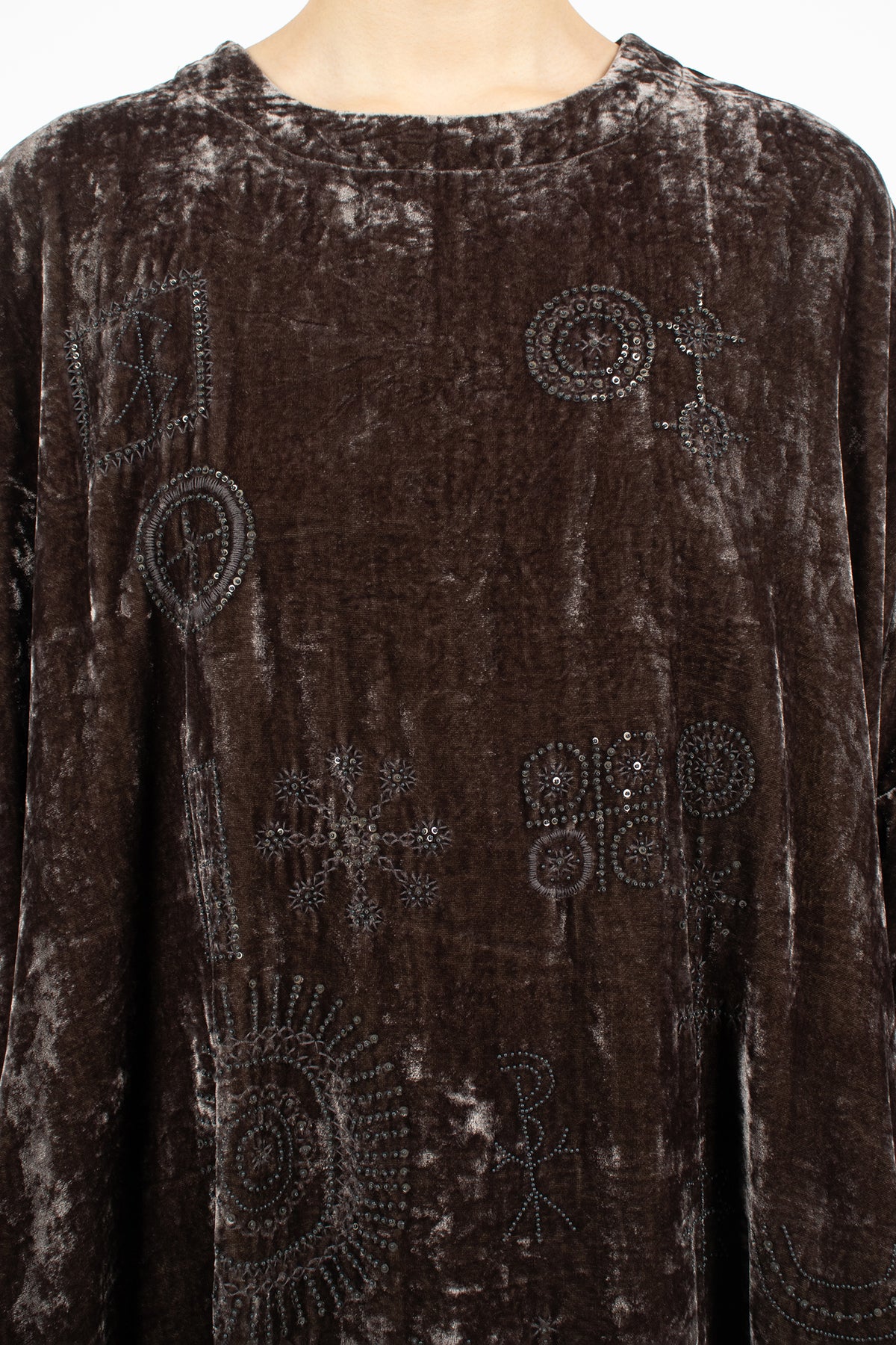 Root Blocks Beaded Dress Smoky Quartz Velvet