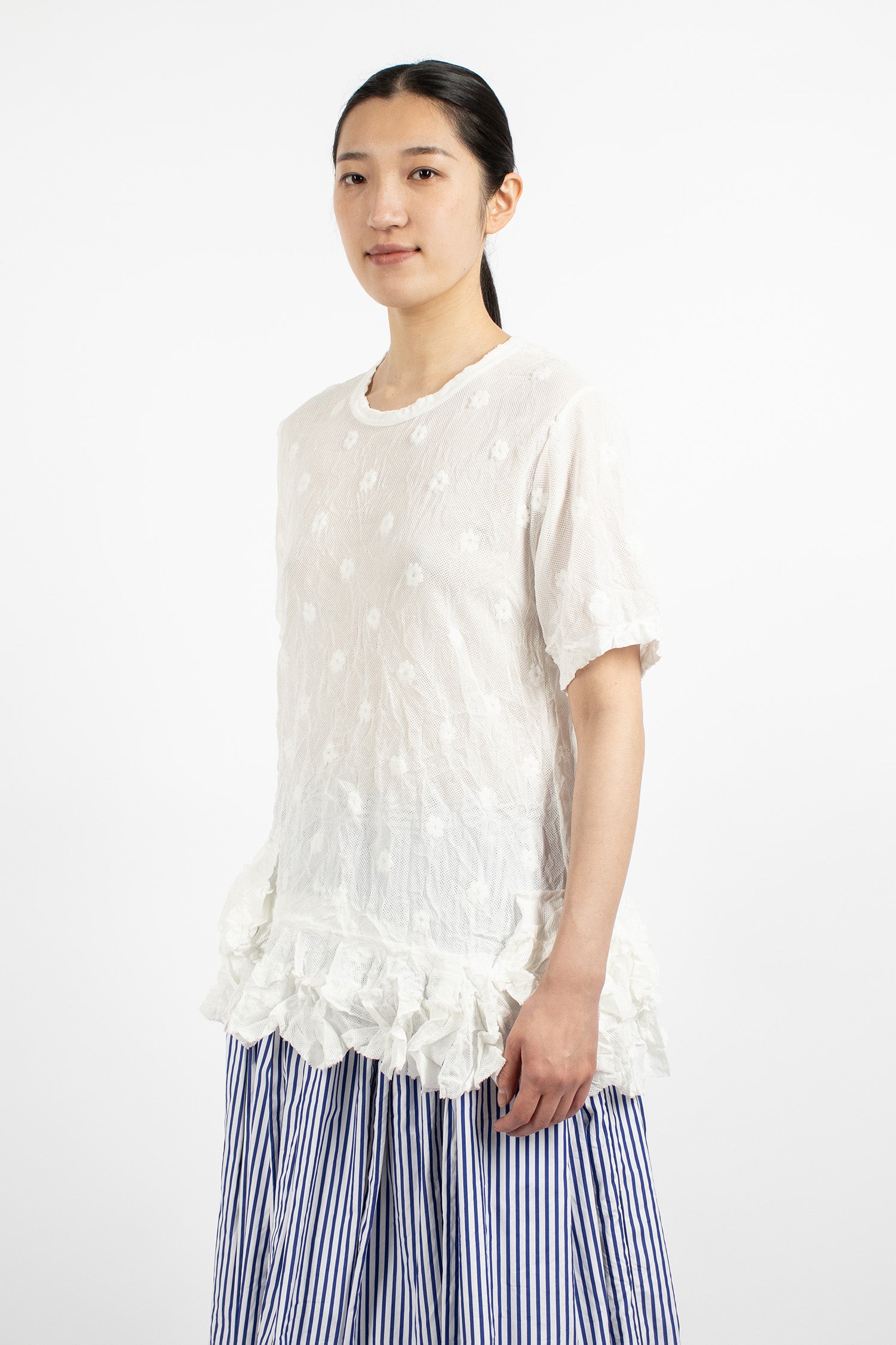 Peplum Embroidered T-Shirt White