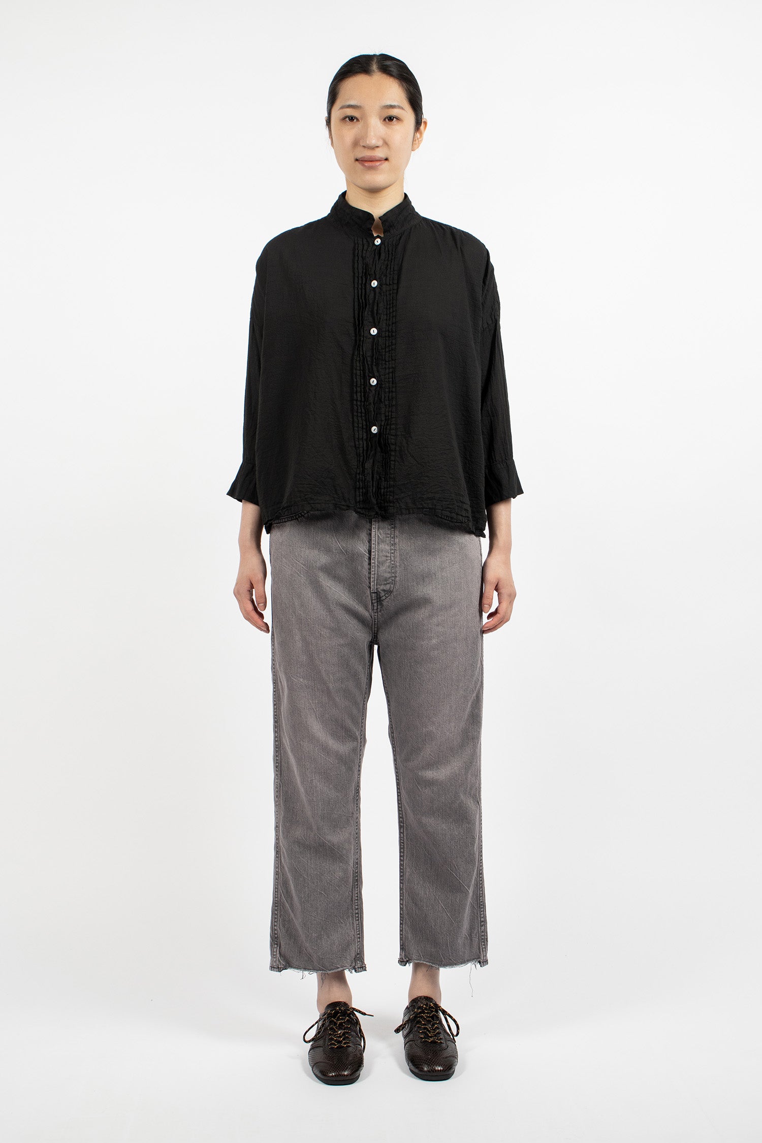 WP01C Selvedge Wide Tapered Jeans Pinkish Grey
