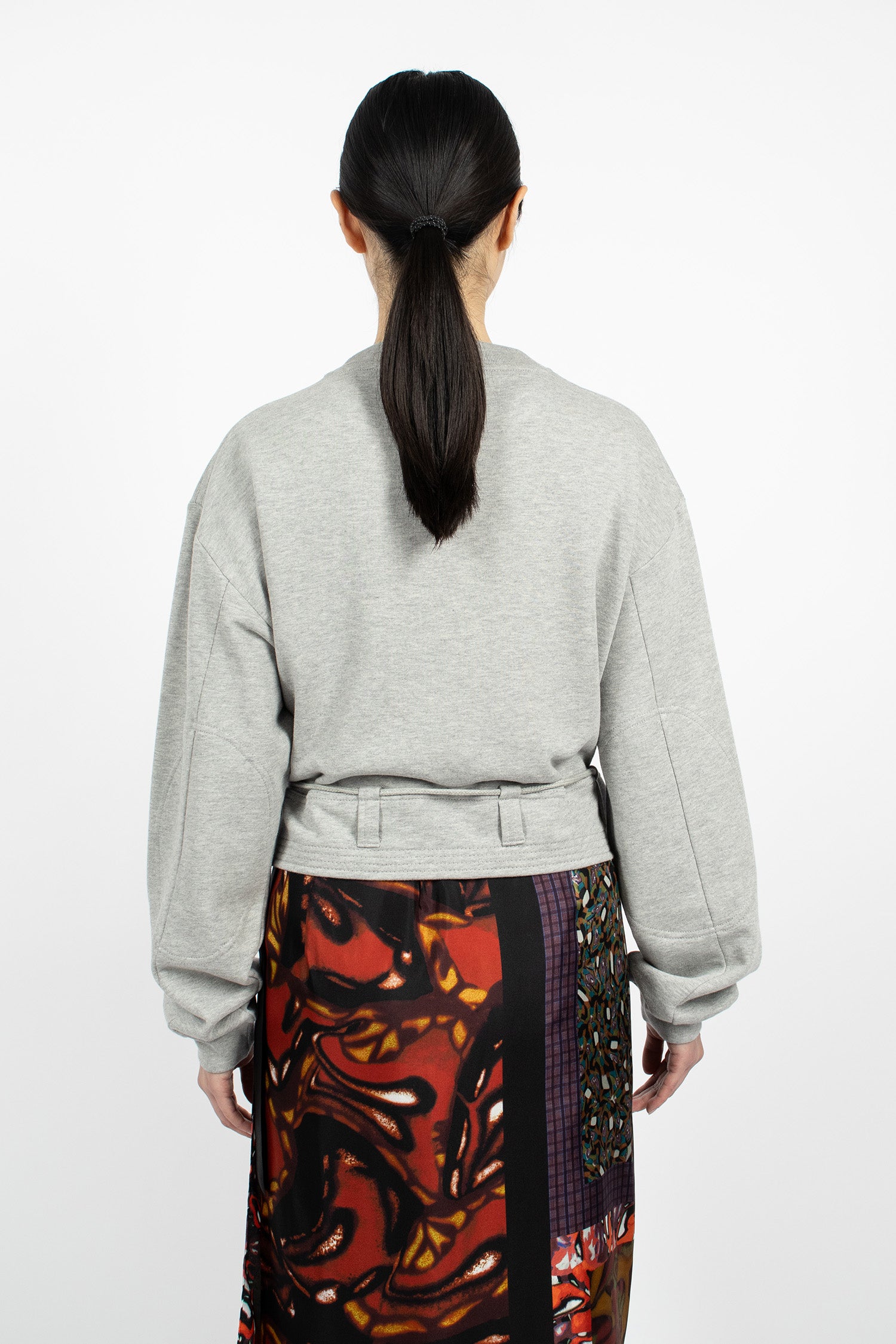 Boxy Drawstring Sweatshirt Grey Melange