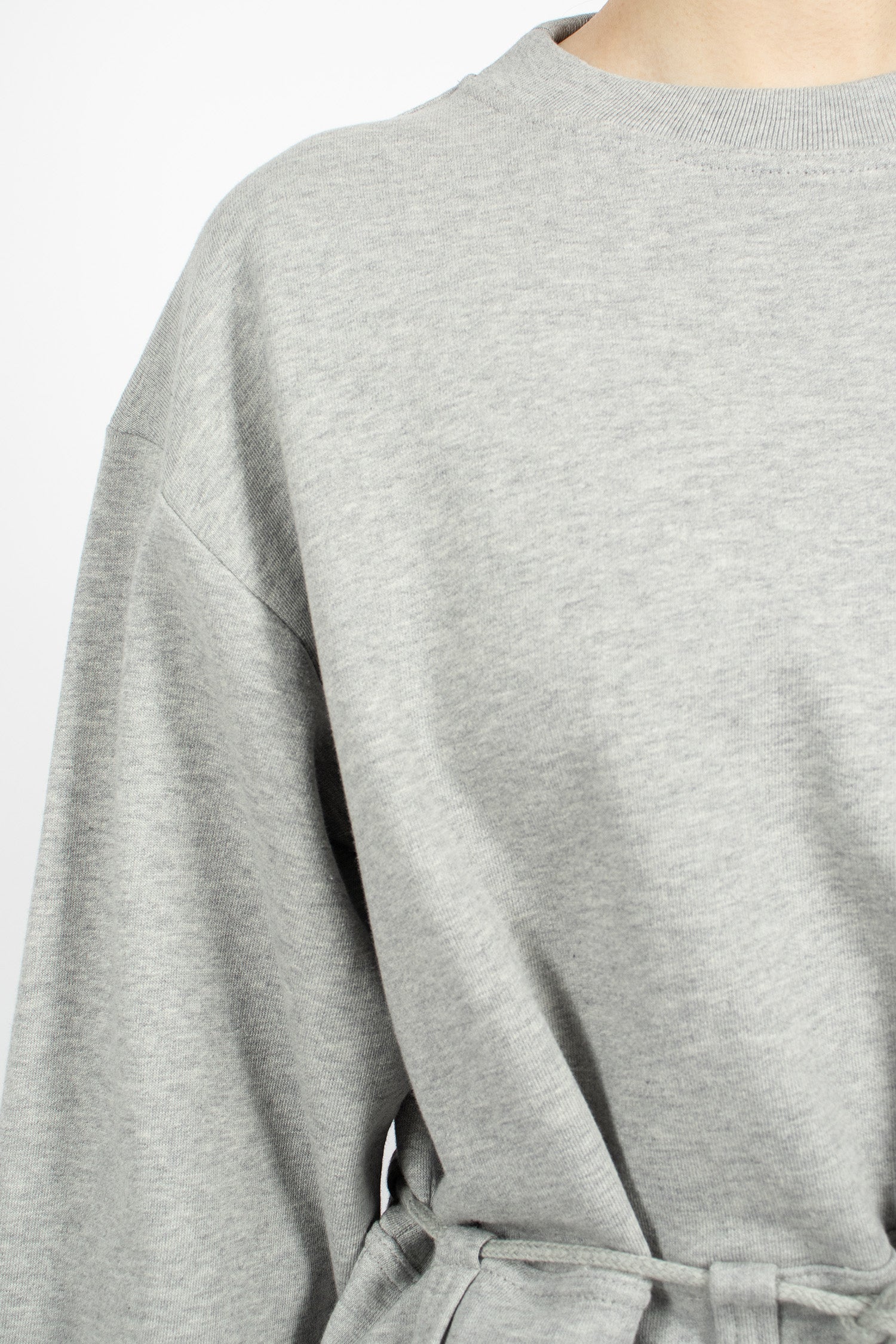 Boxy Drawstring Sweatshirt Grey Melange