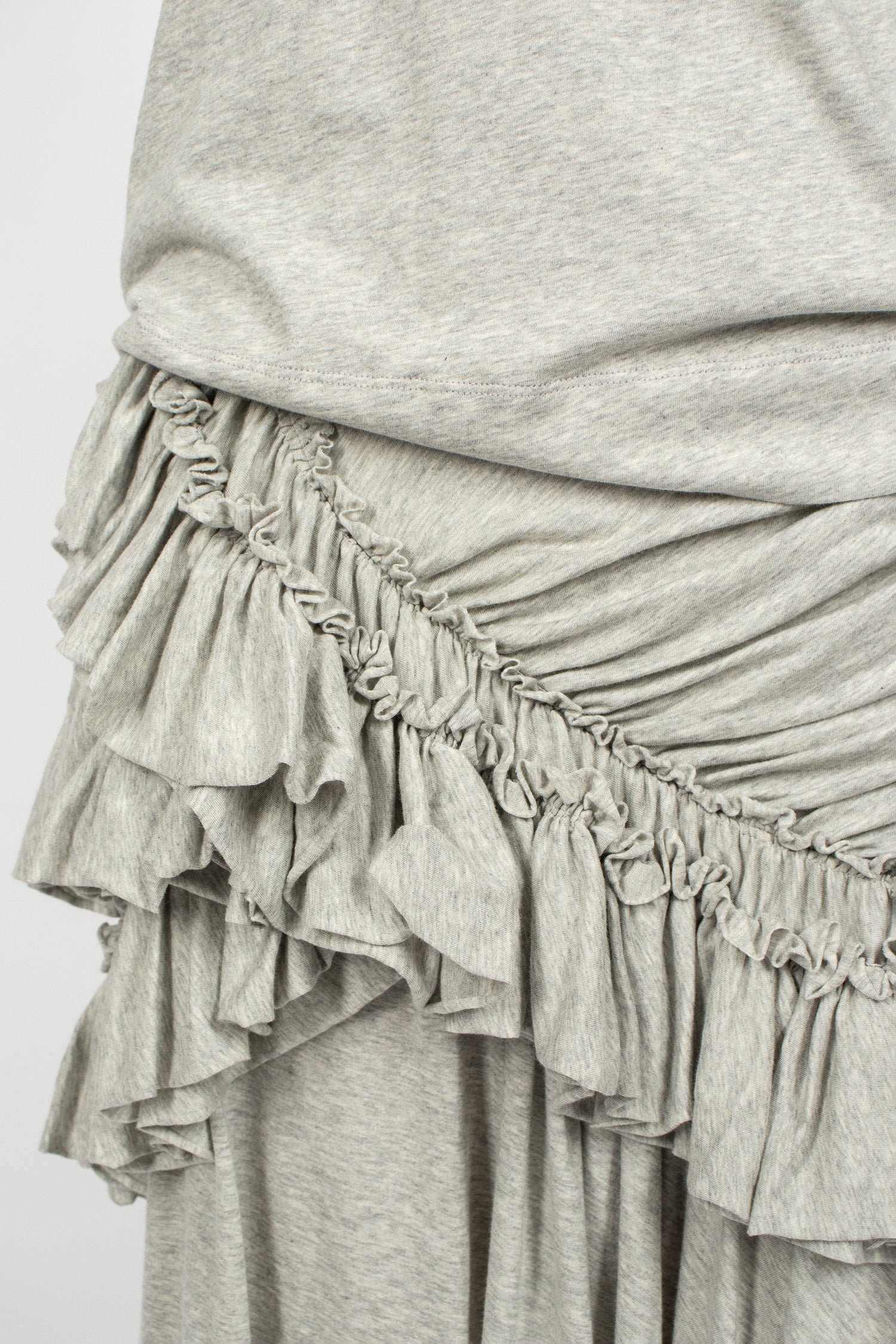 Ruffled Jersey Skirt Grey Melange
