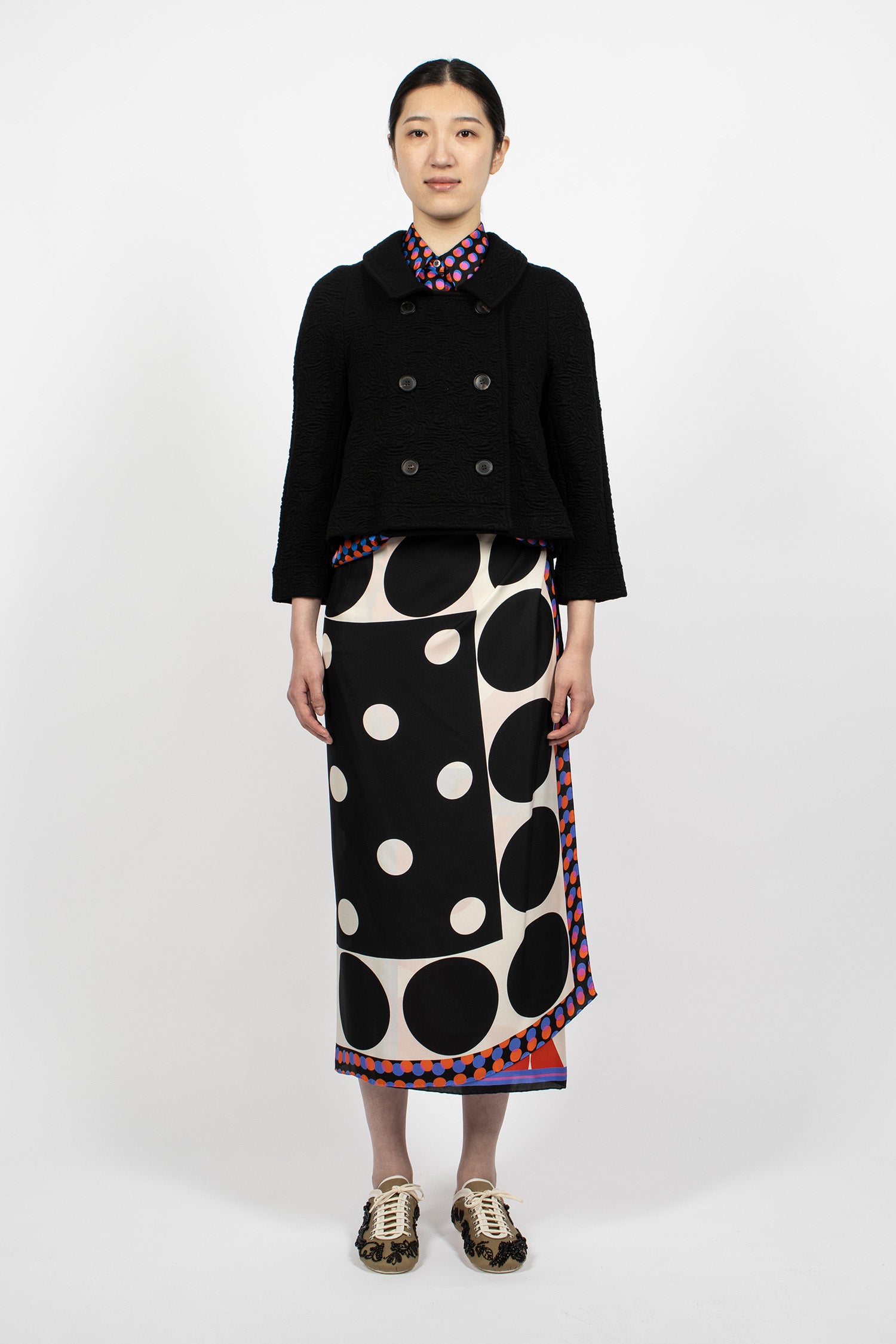 Cropped Jacquard Jacket Black