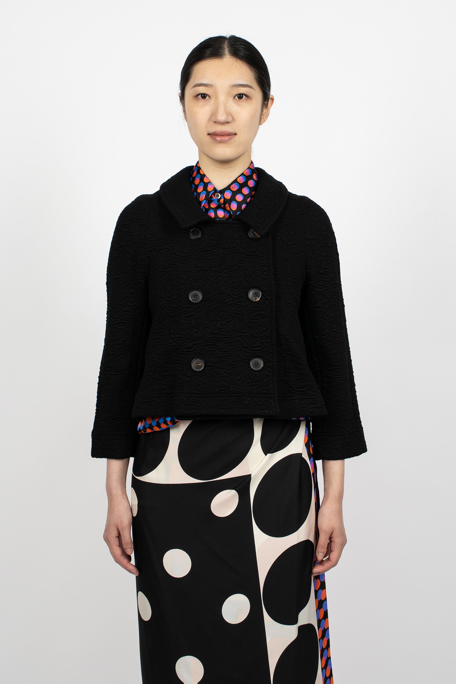 Cropped Jacquard Jacket Black