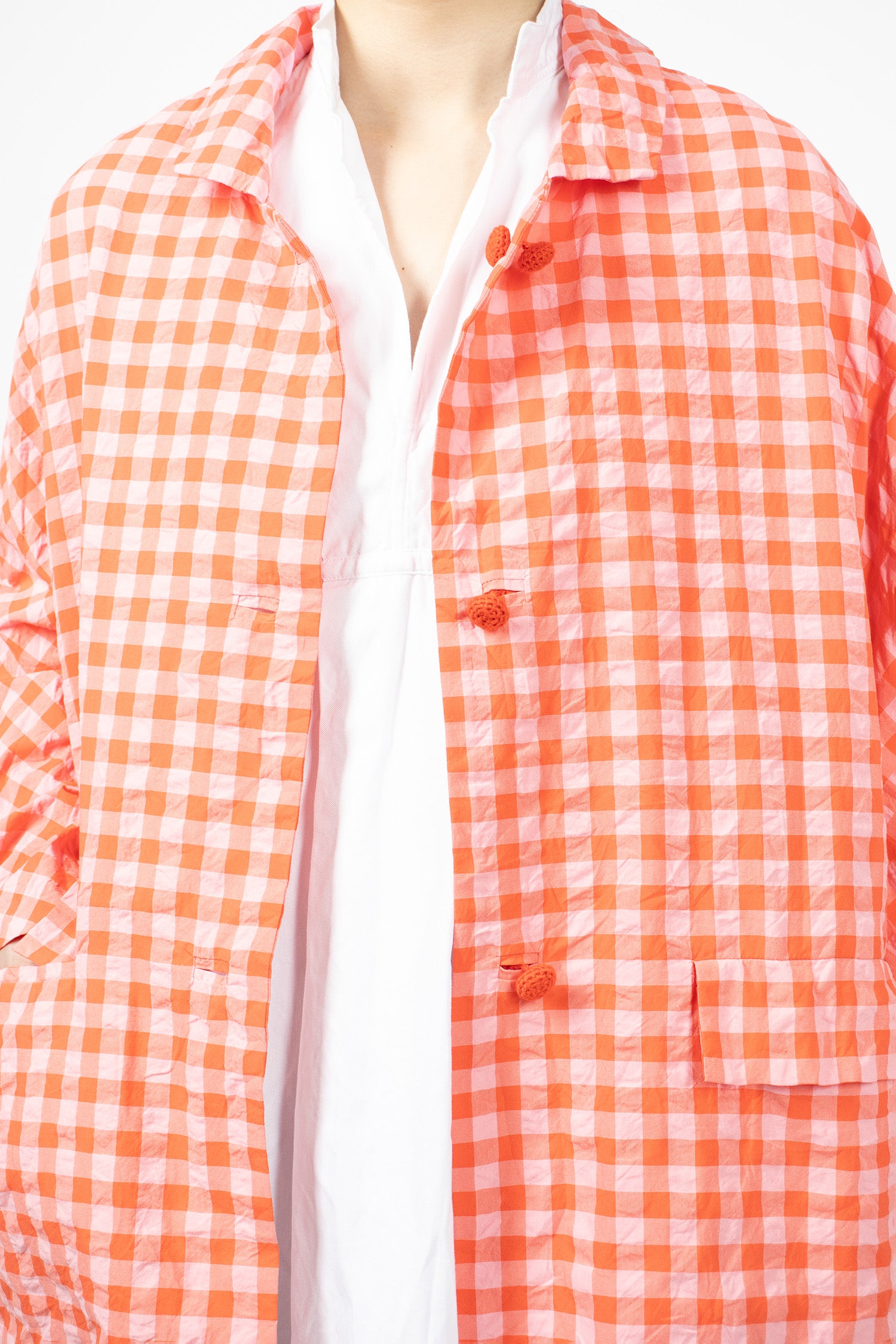 Washed Poppy Coat Glow Red/Pink Check