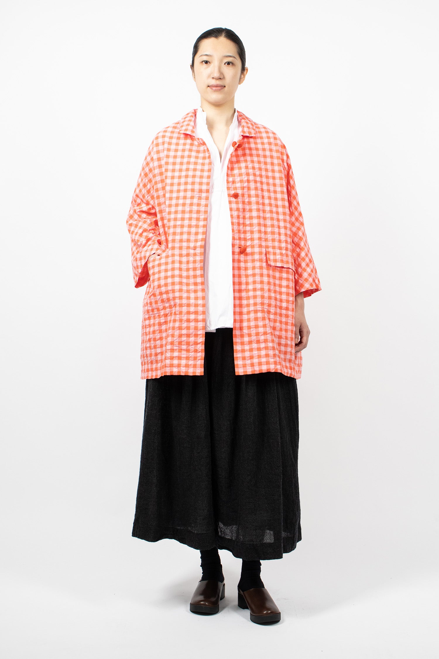 Washed Poppy Coat Glow Red/Pink Check