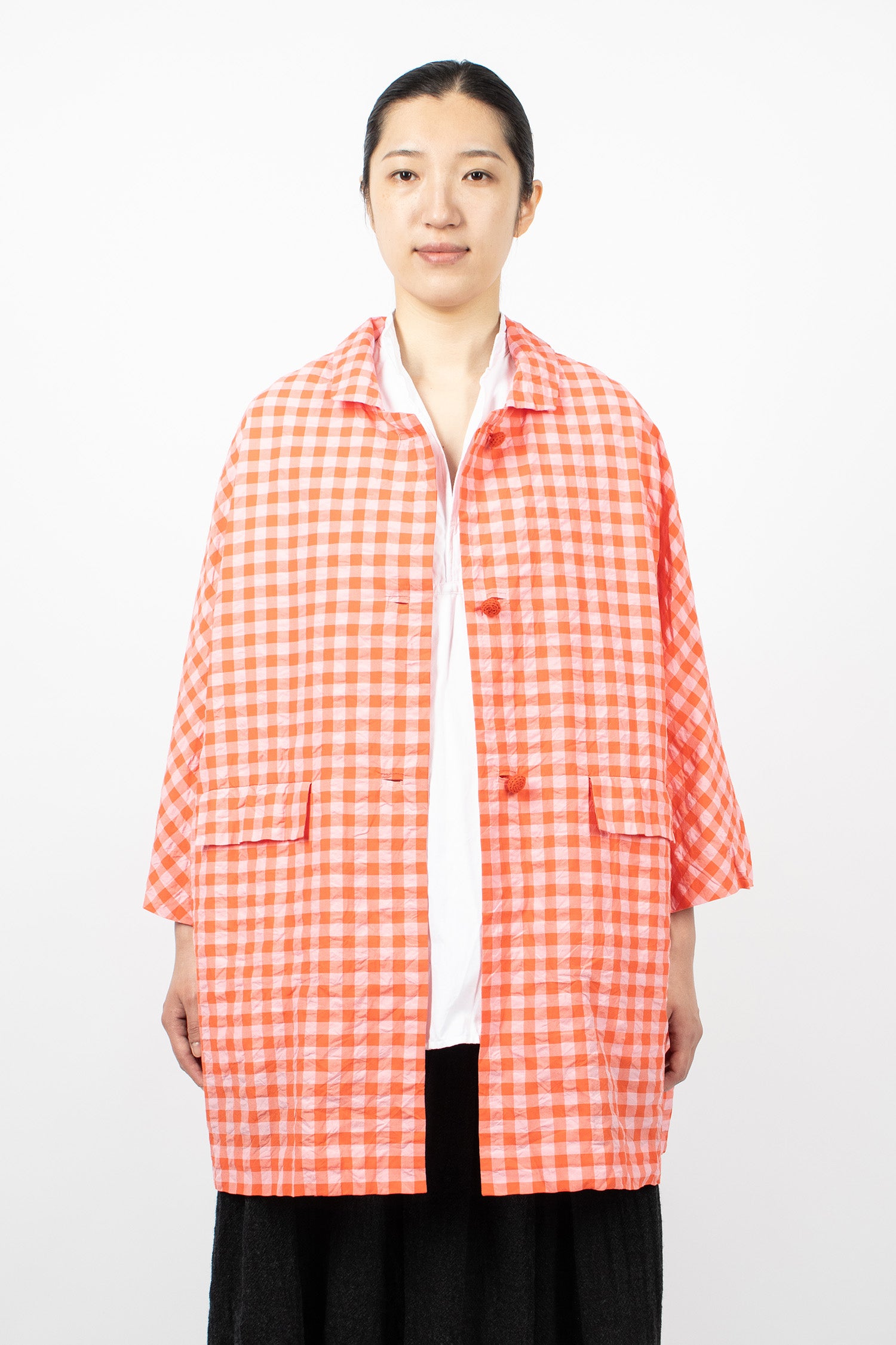 Washed Poppy Coat Glow Red/Pink Check