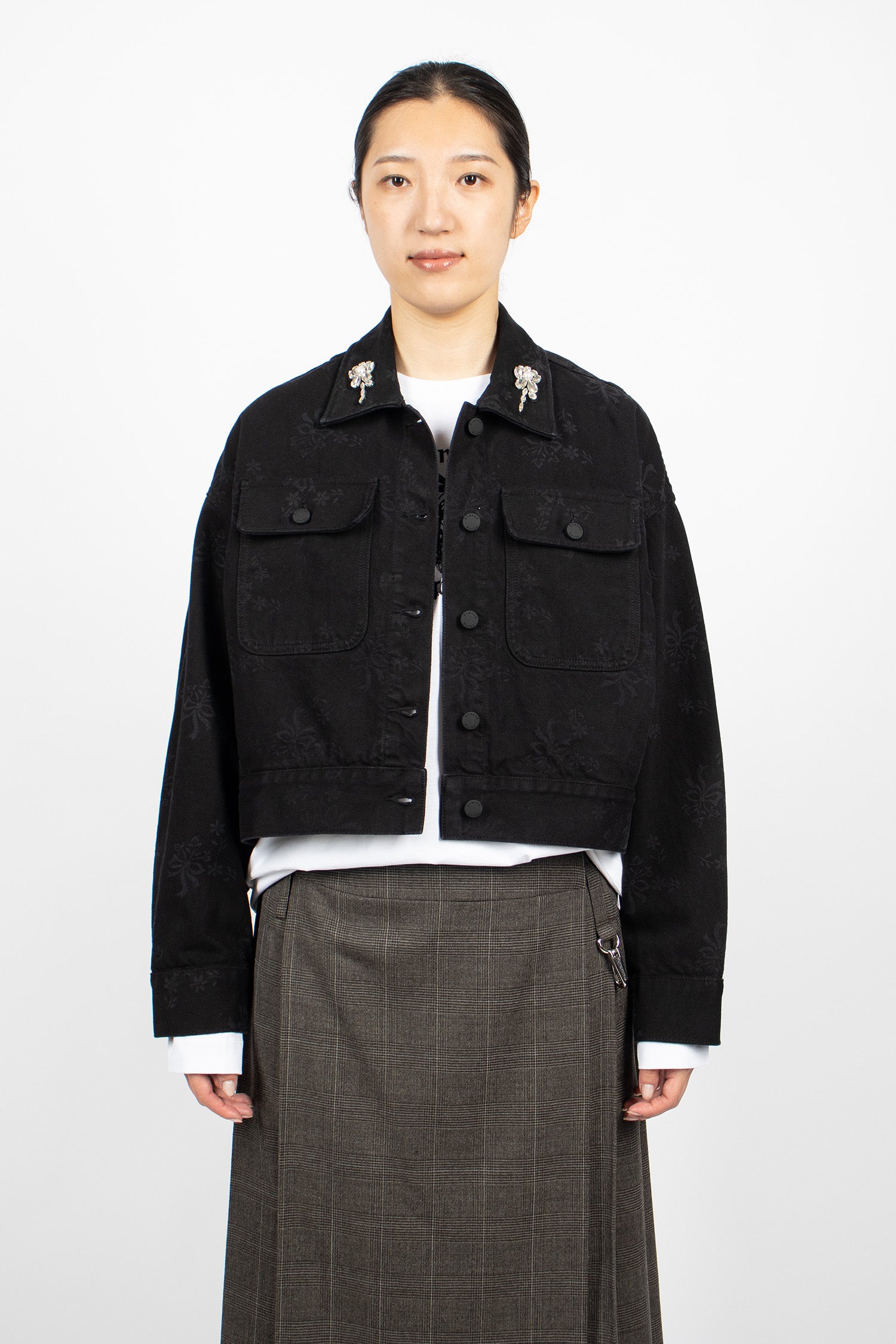 Cropped Pocket Workwear Jacket Black/Pearl/Clear