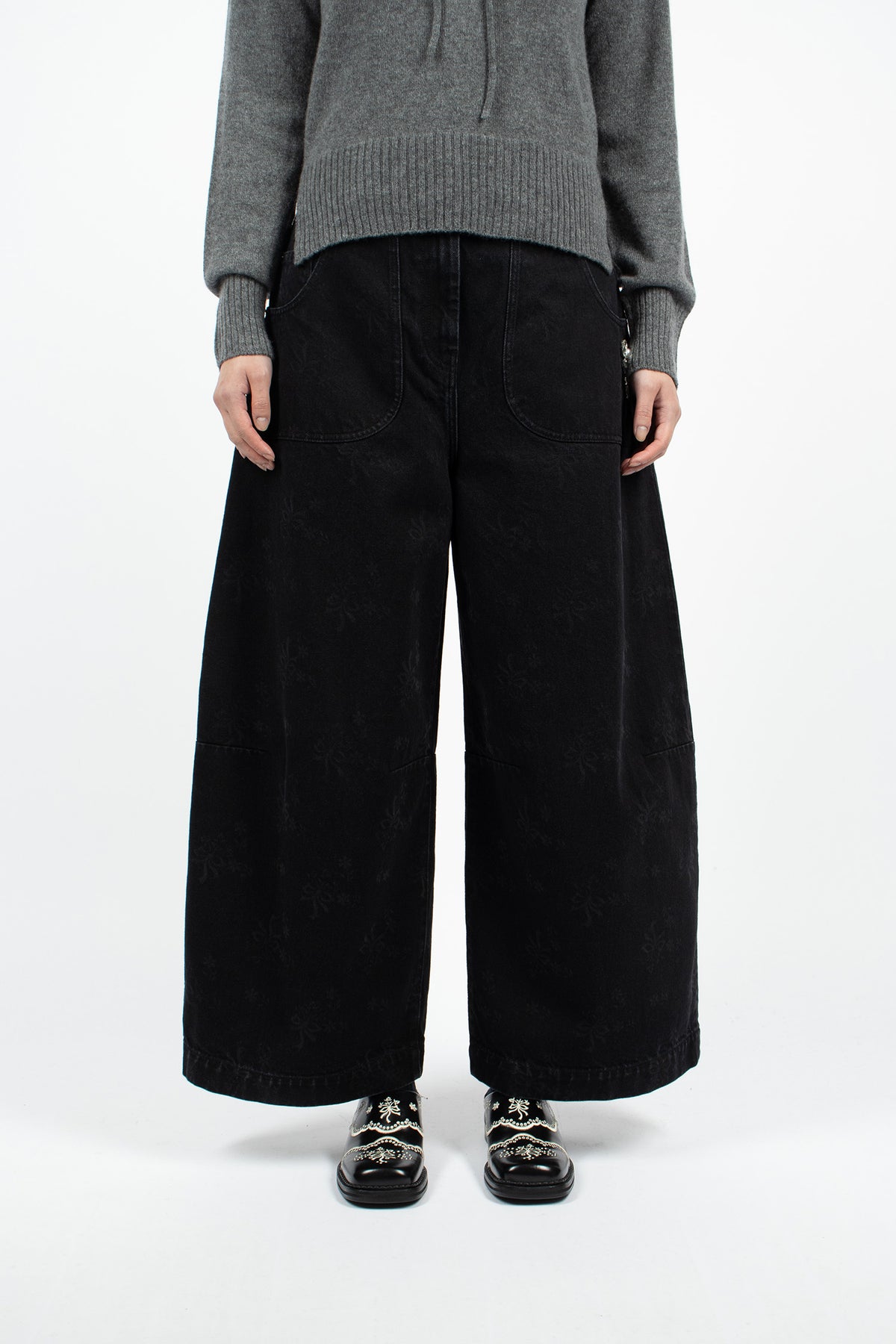 Cropped Wide Leg Curve Jeans Black/Pearl/Clear