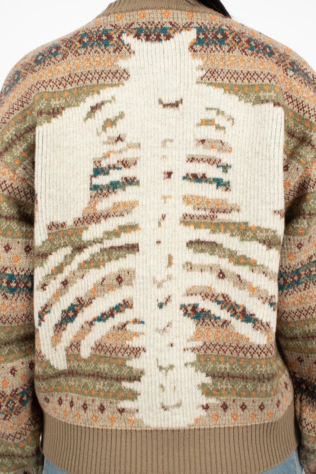 7G Wool Fair Isle Bone Sweater Orange