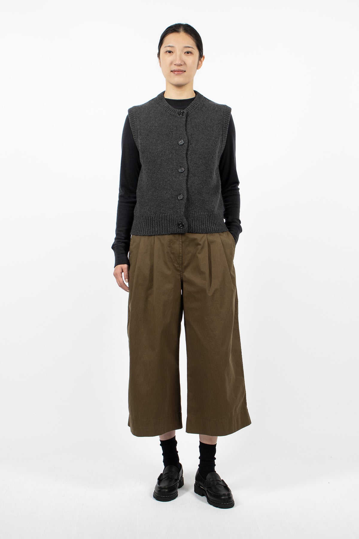 Pleated Culottes Khaki