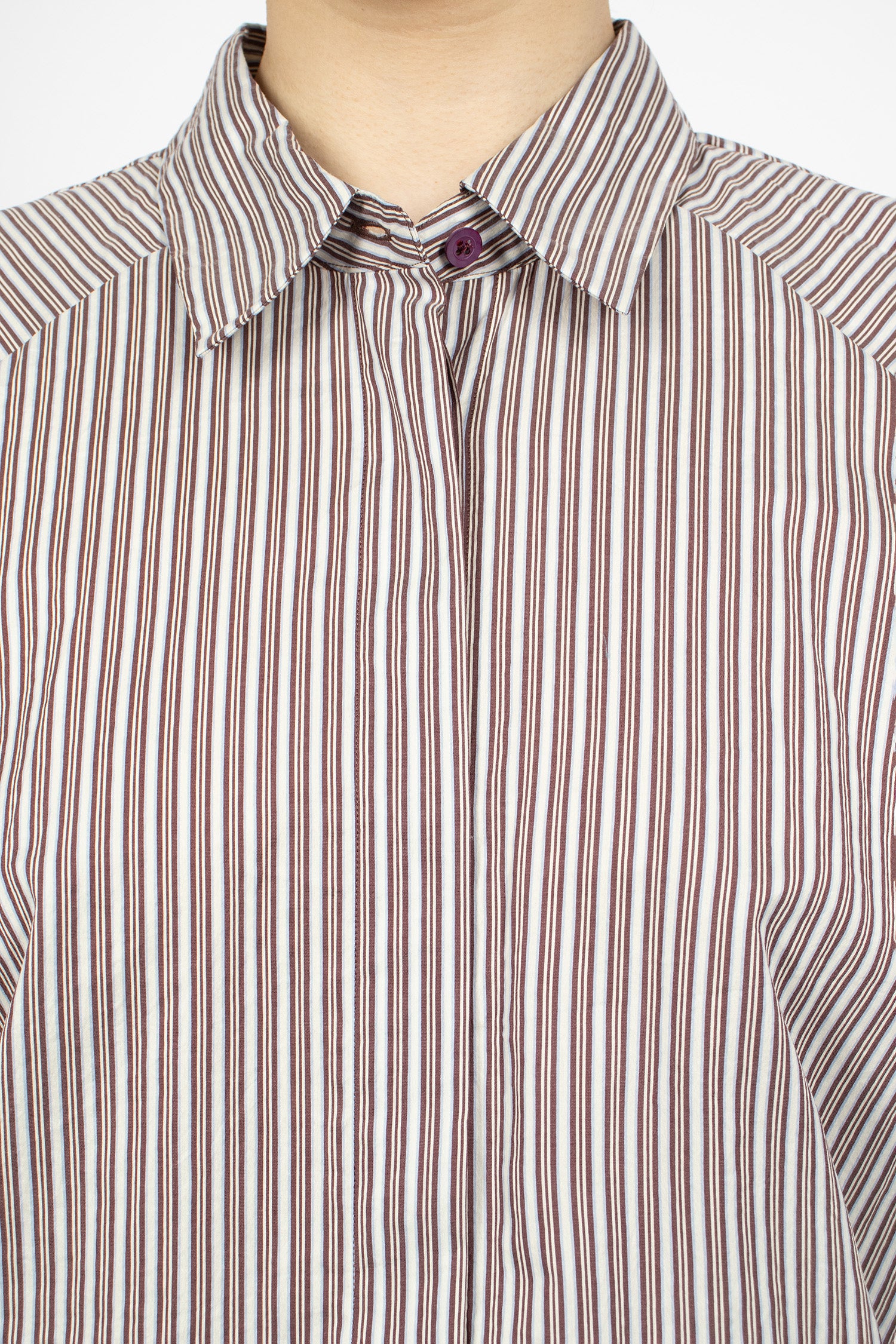 Striped Silk Blend Shirt Brown