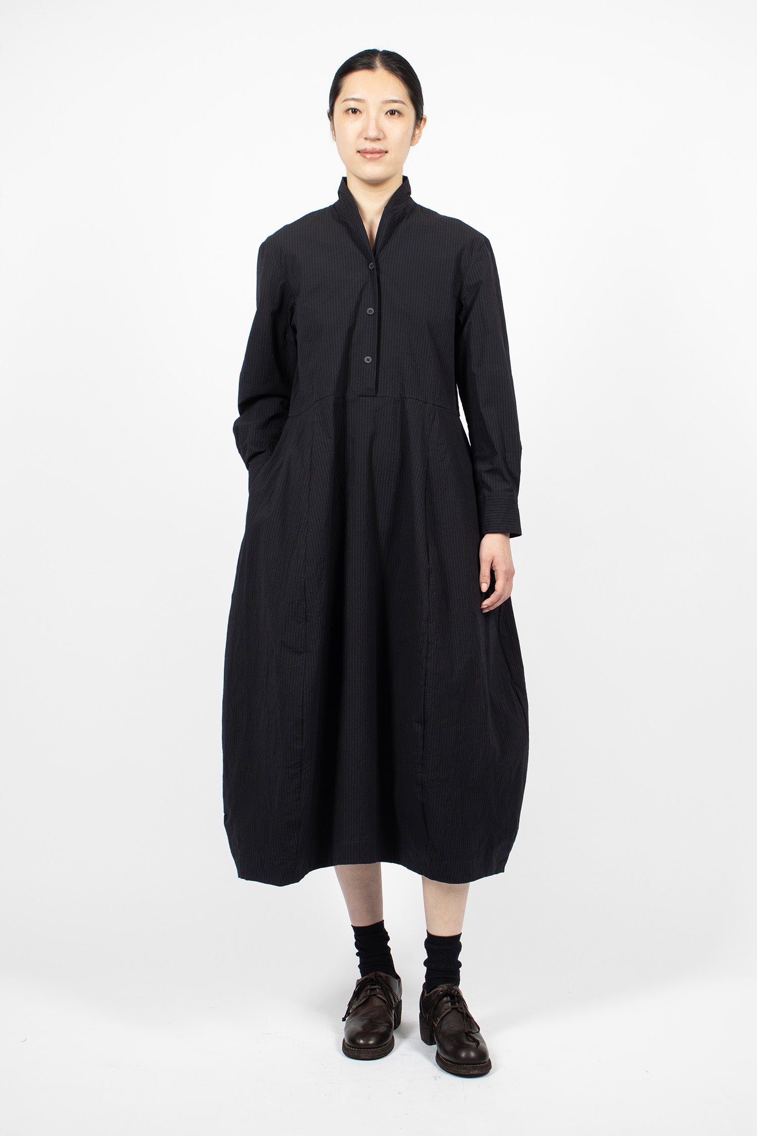 Letty Dress Black Navy Stripe