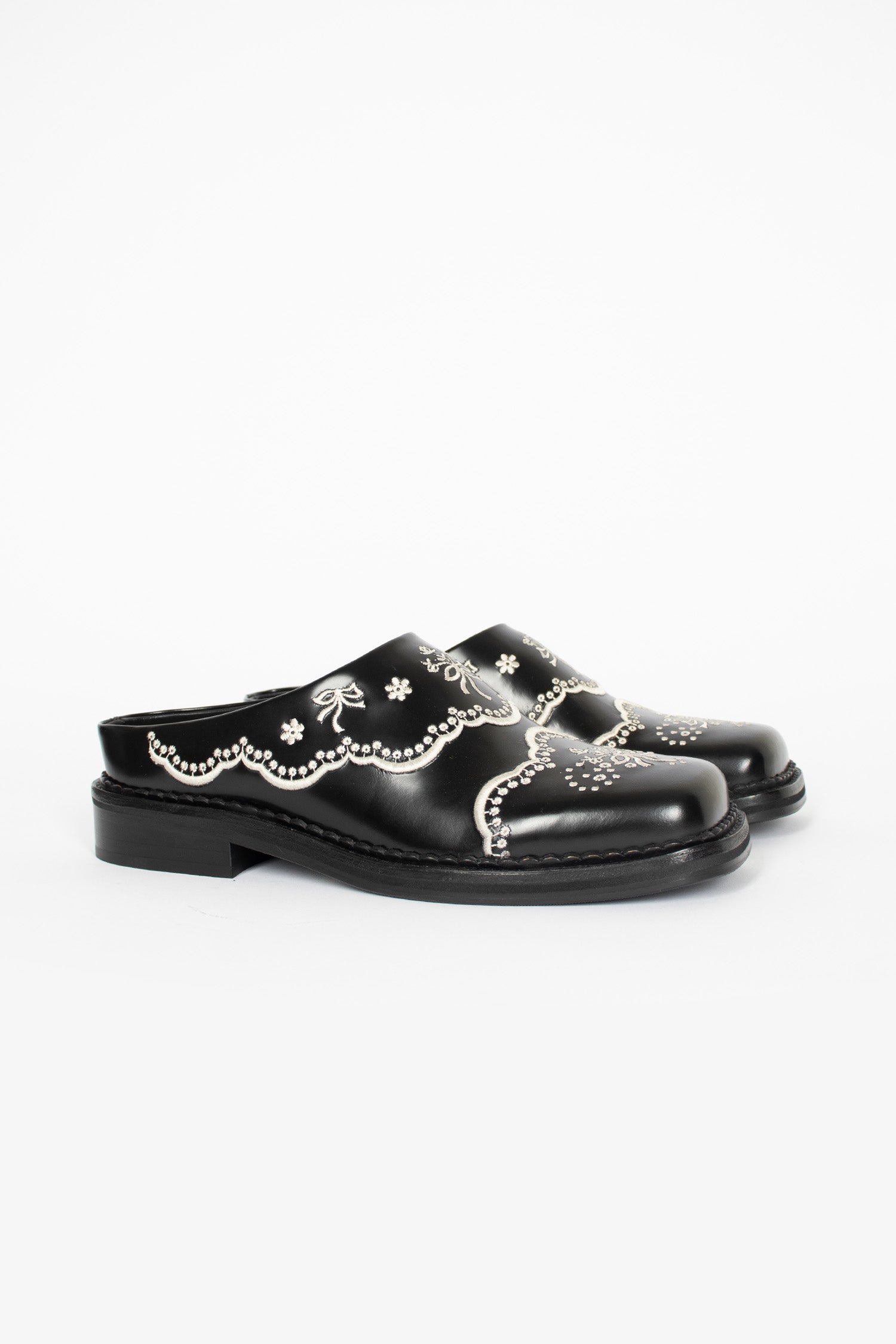 Floral Lace Mule Black/Cream