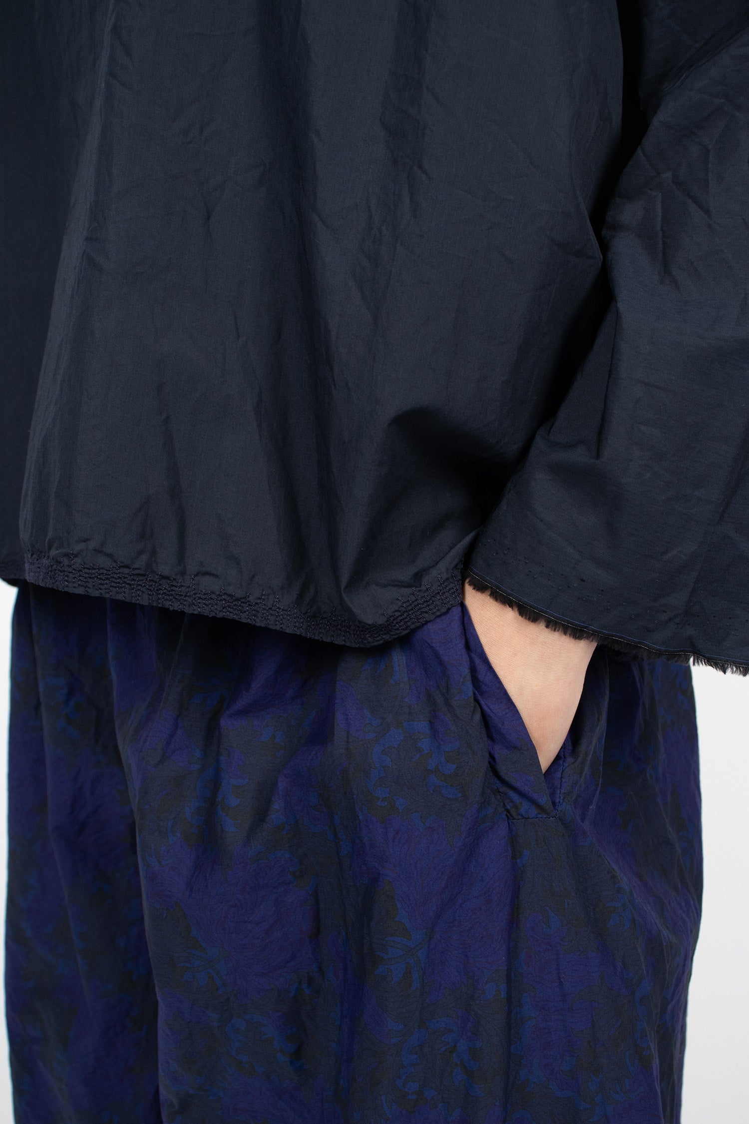 Zigzag Stitched Shirt Navy Blue
