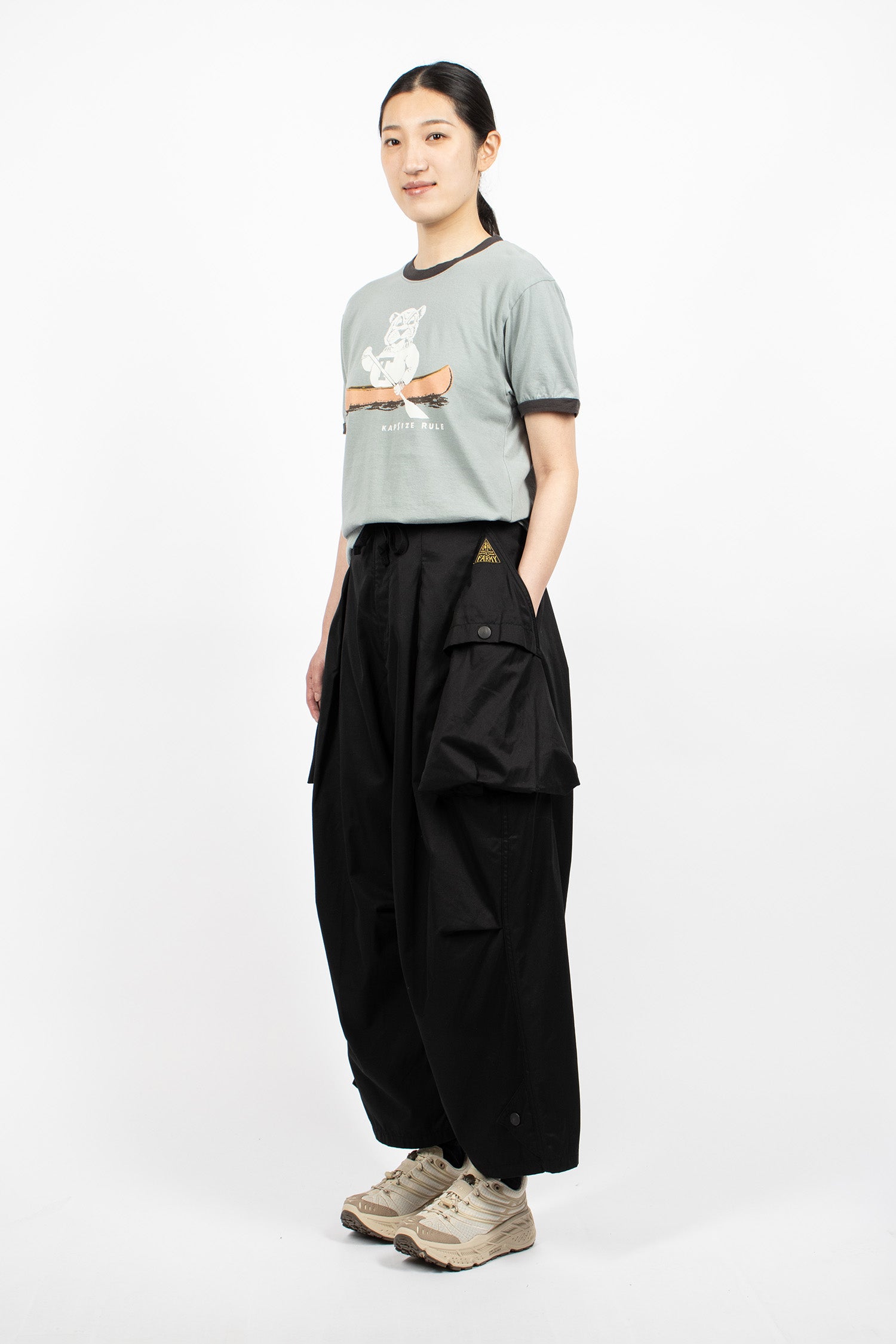 Combed Gabergine Aozai Cargo Pants Black