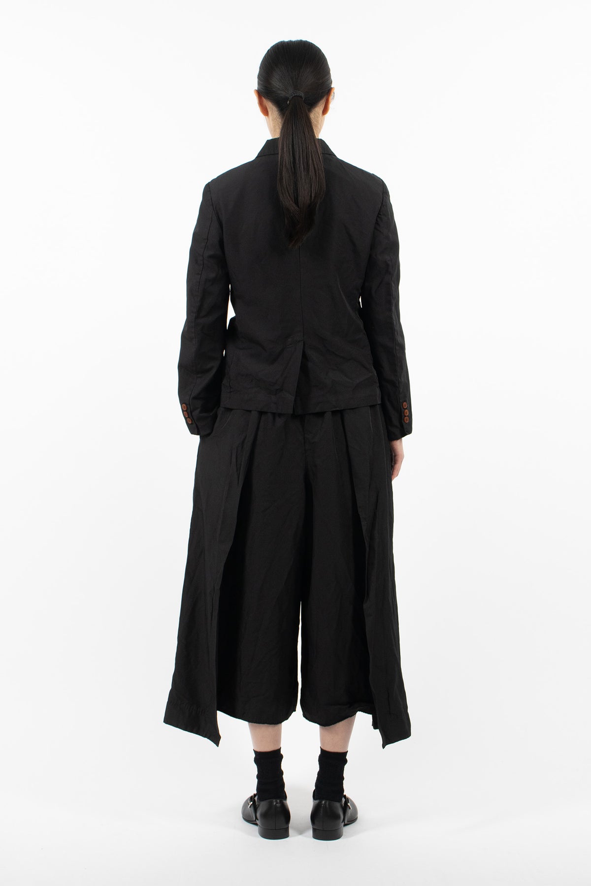 Pleated Dropped Rise Pants Black