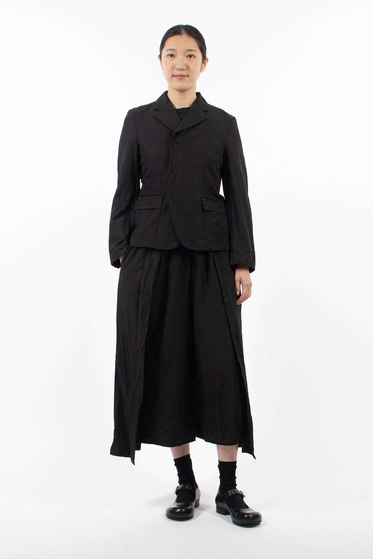 Pleated Dropped Rise Pants Black