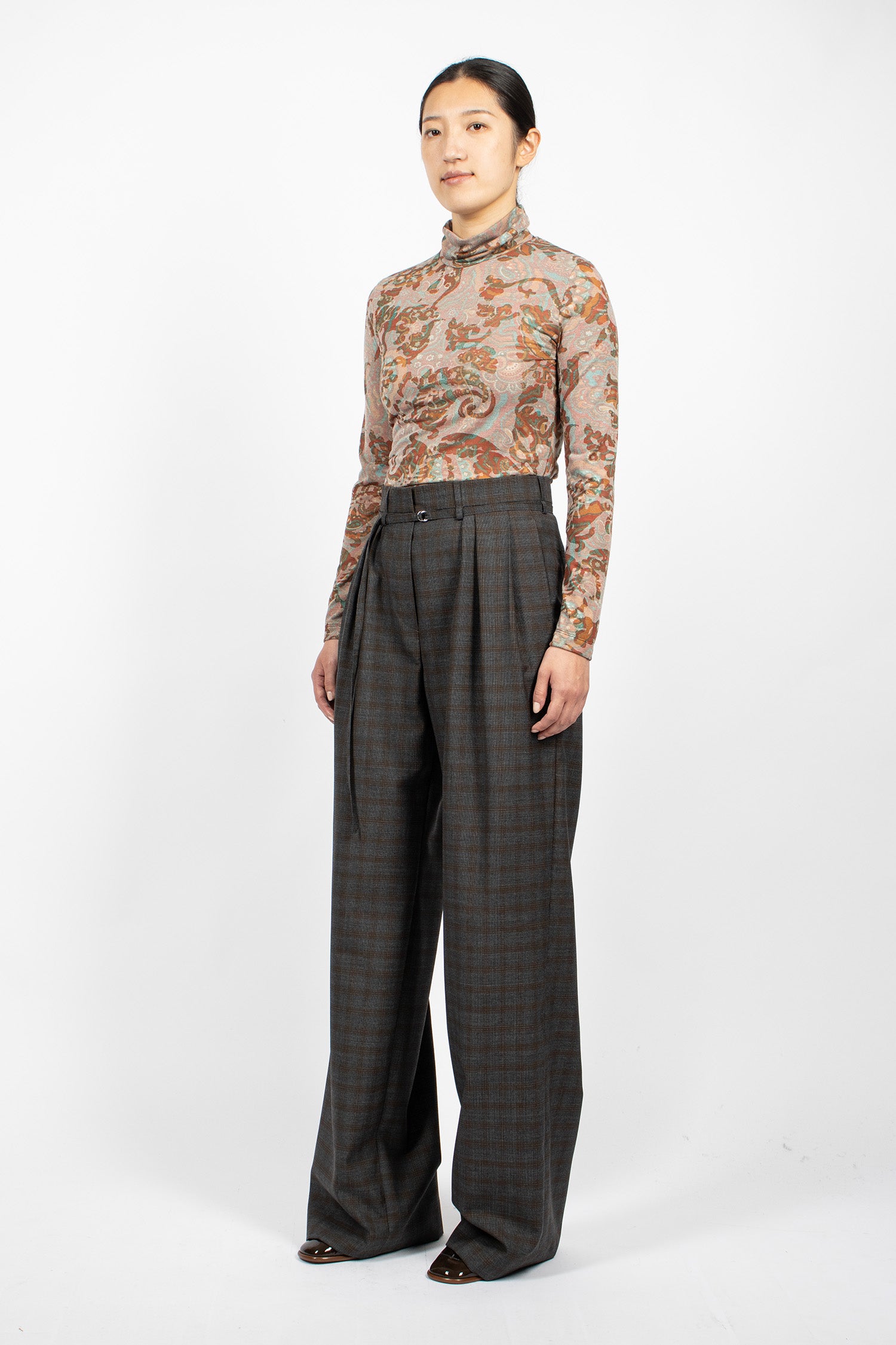 Belted Wool Pants Brown