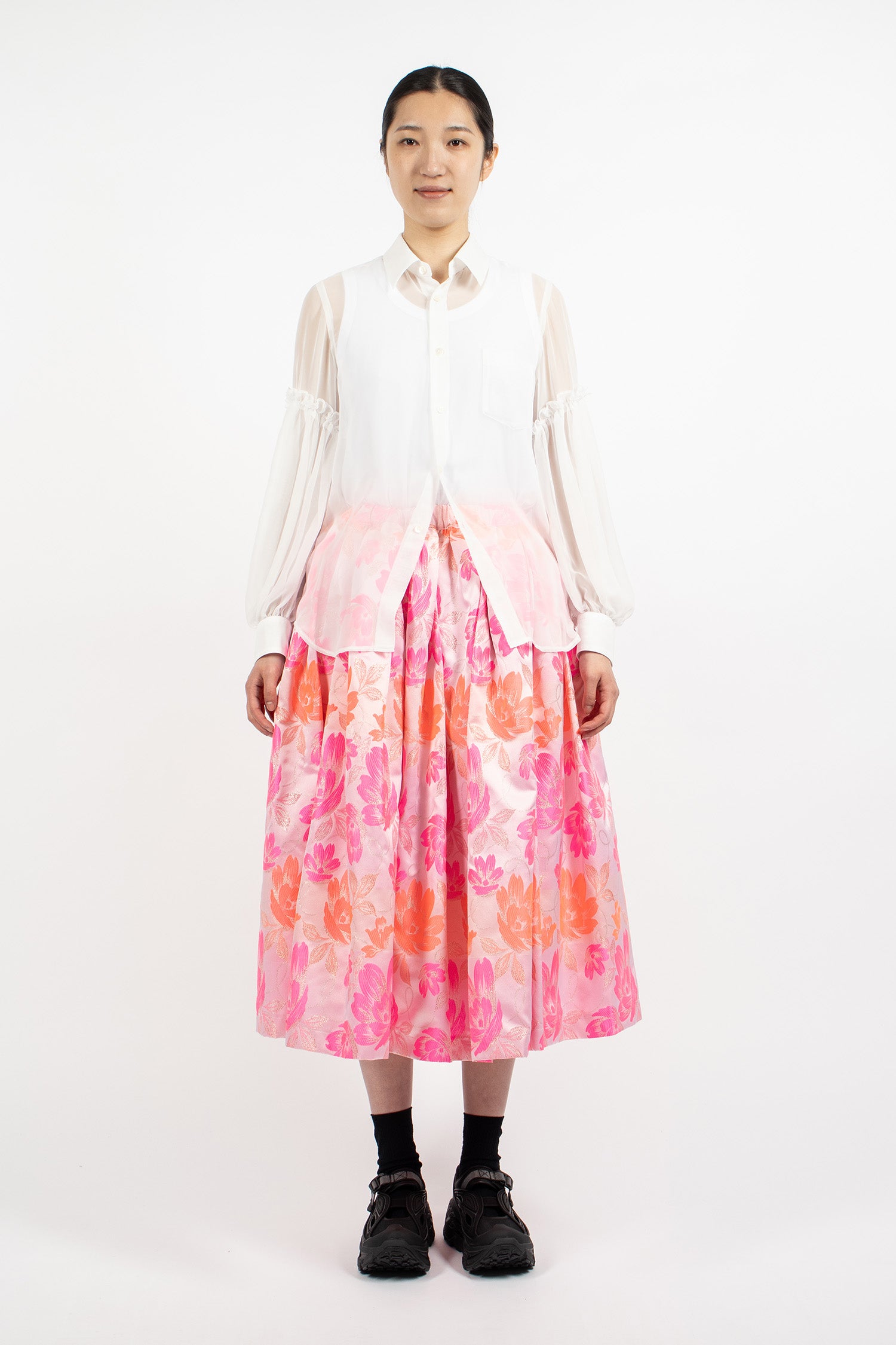 Pleated Jacquard Skirt Pink