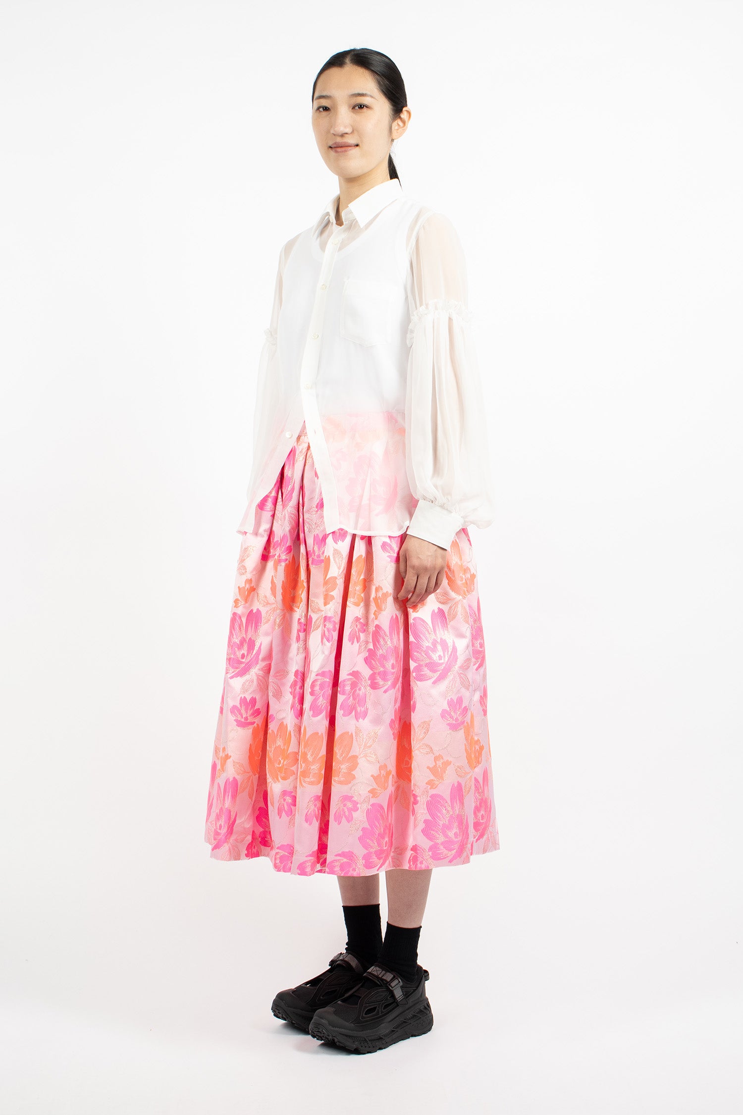 Pleated Jacquard Skirt Pink