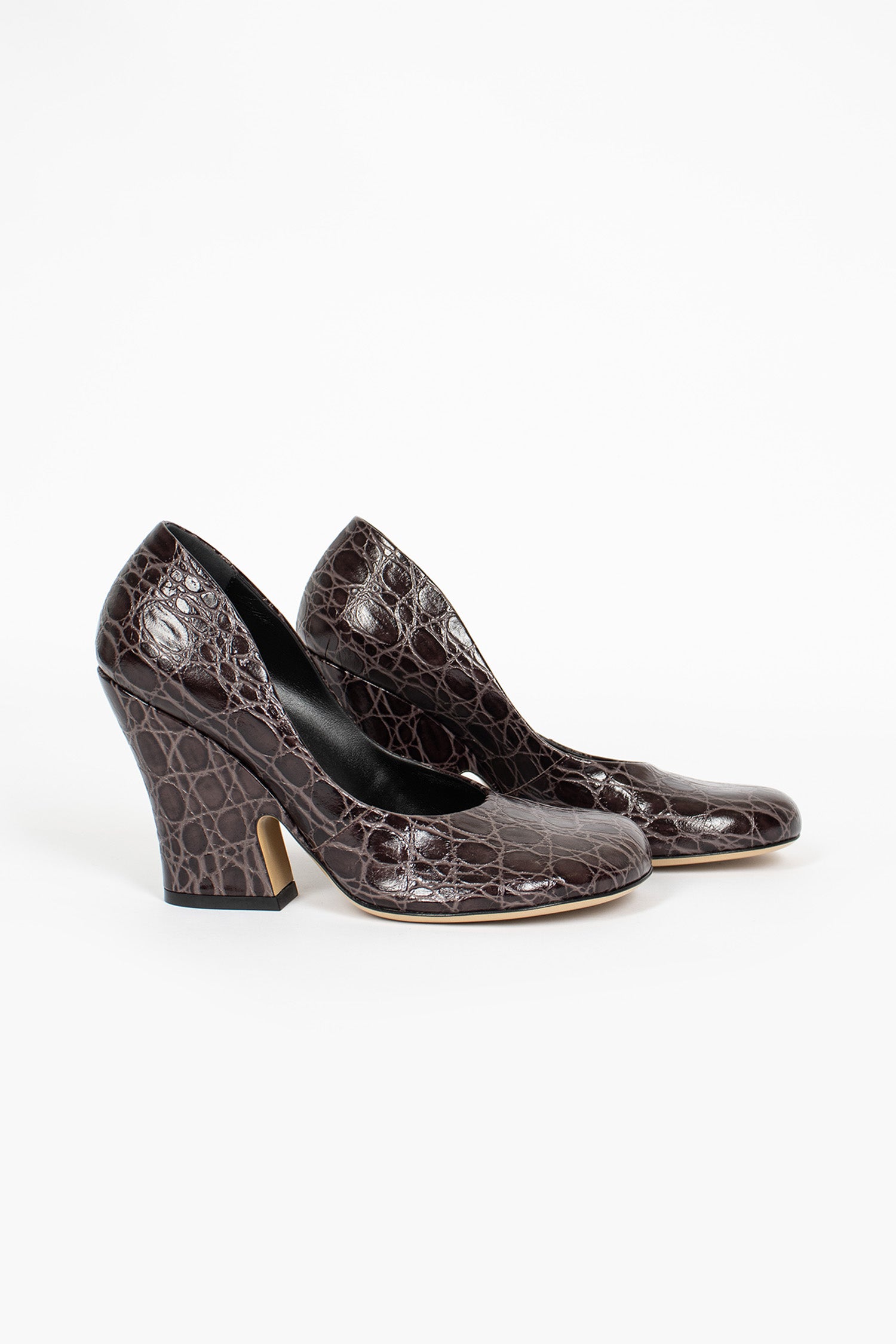 Embossed Leather Pumps Taupe