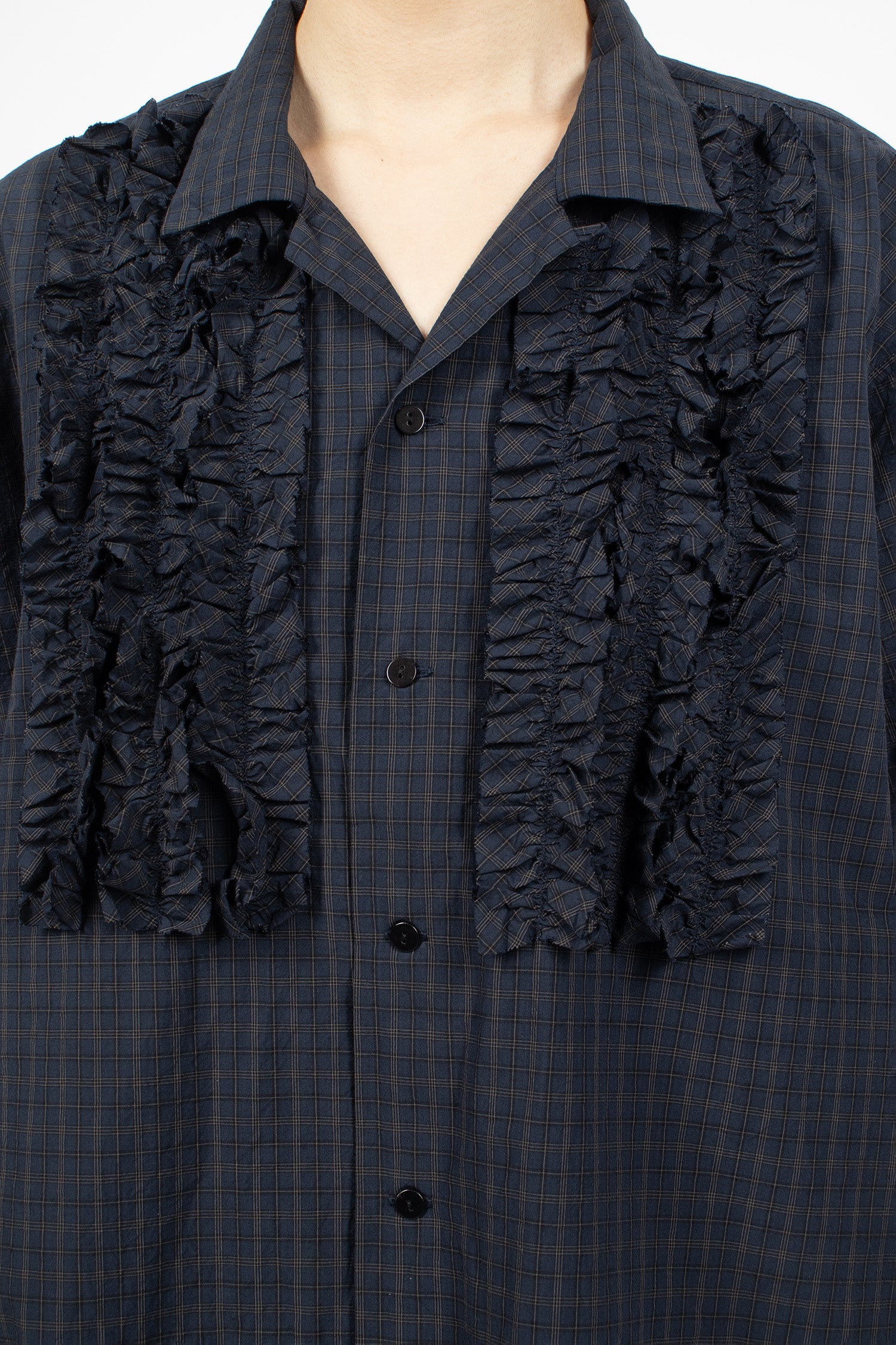 S/S Frill Shirt Navy