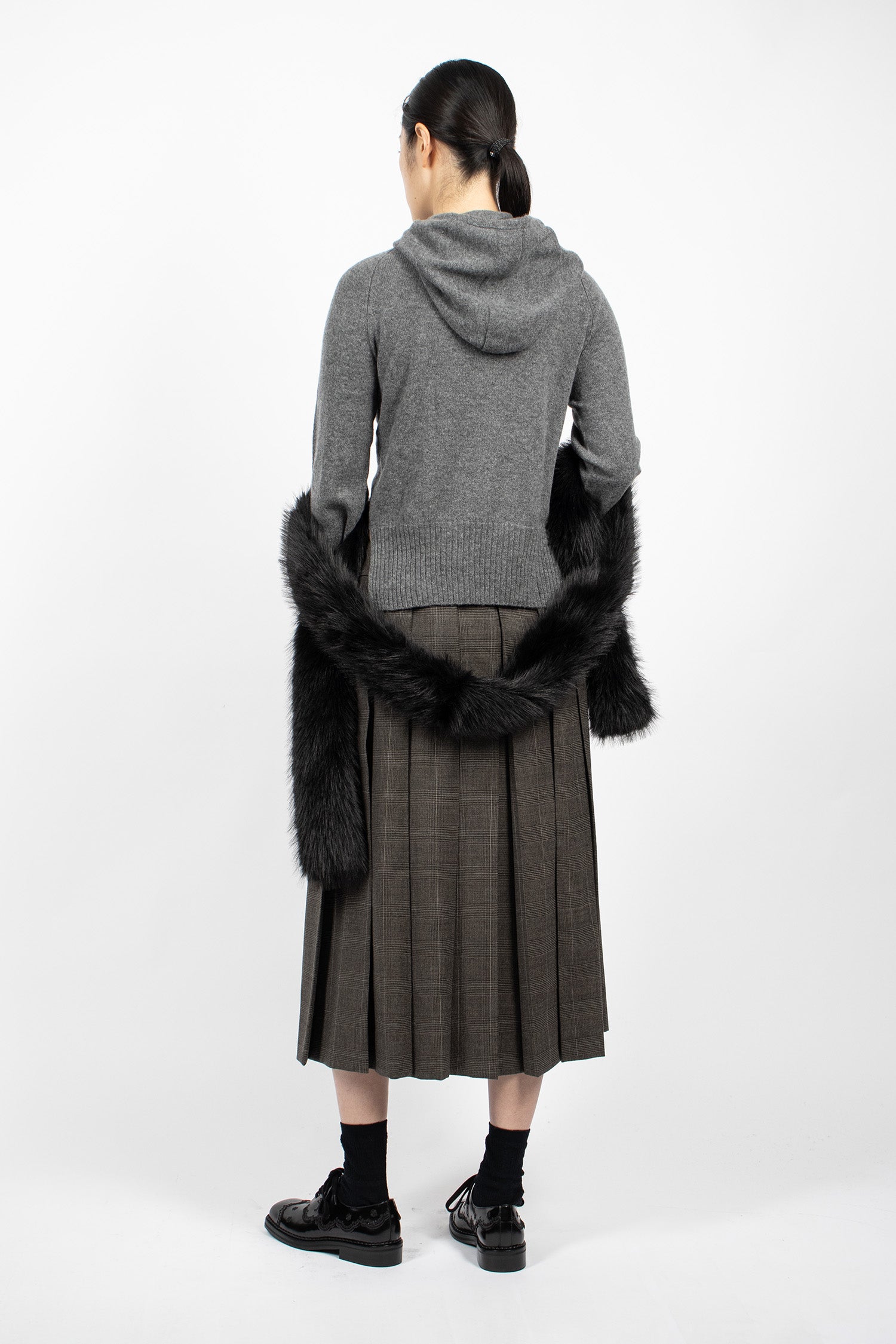 Skinny Faux Fur Scarf Black