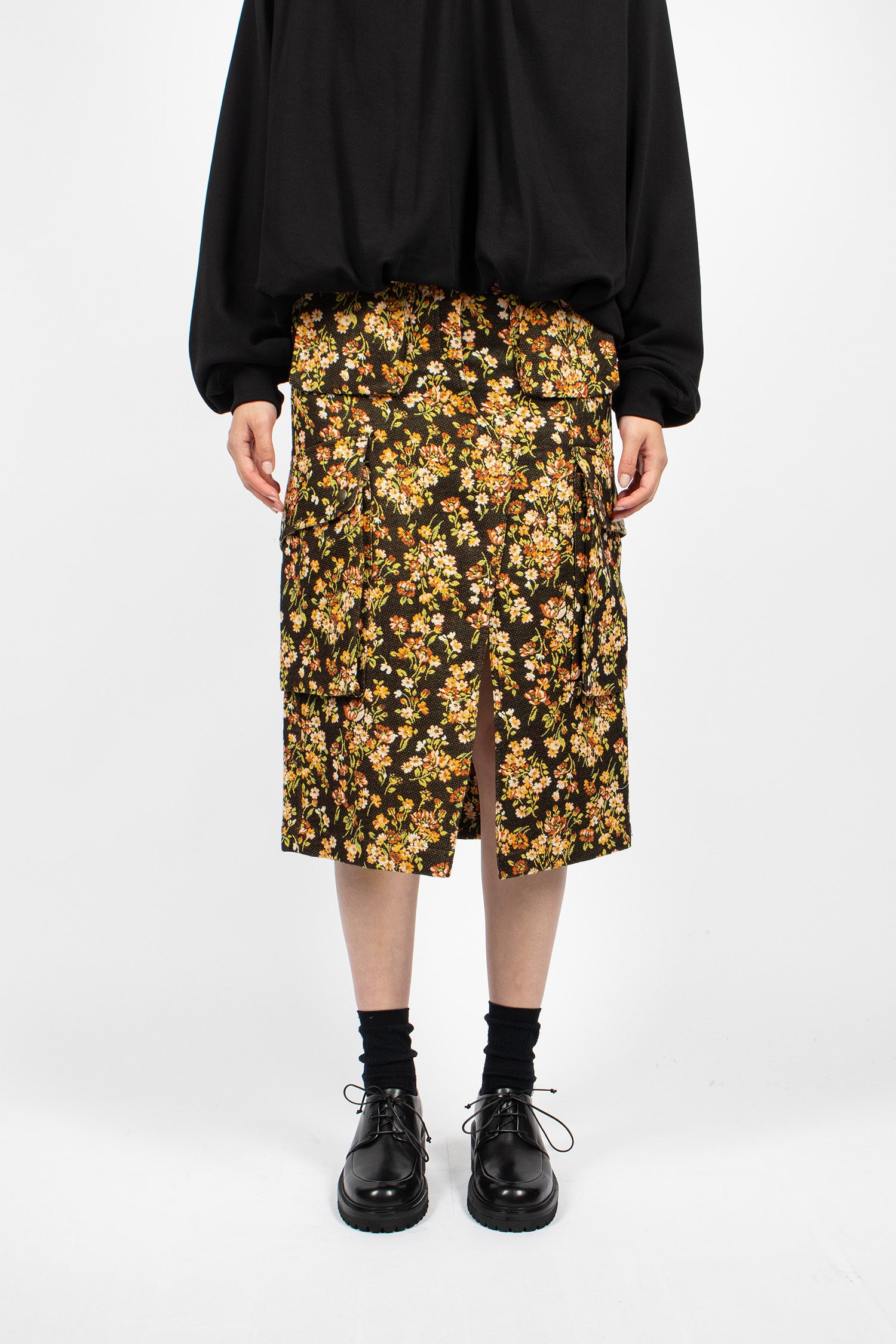Floral Cargo Skirt Brown