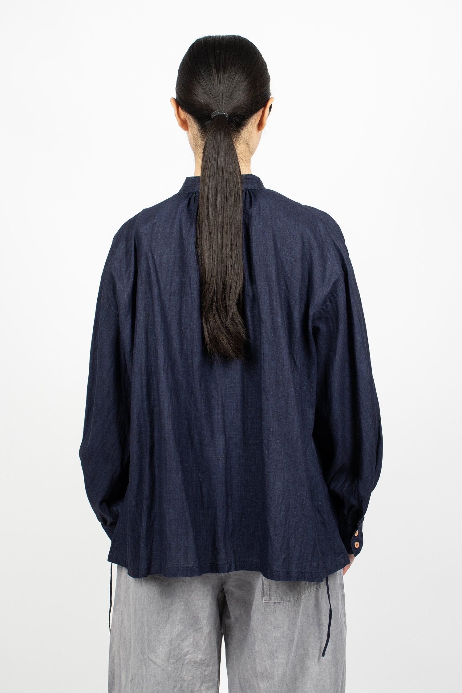 Linen 2-Way Blouse Indigo